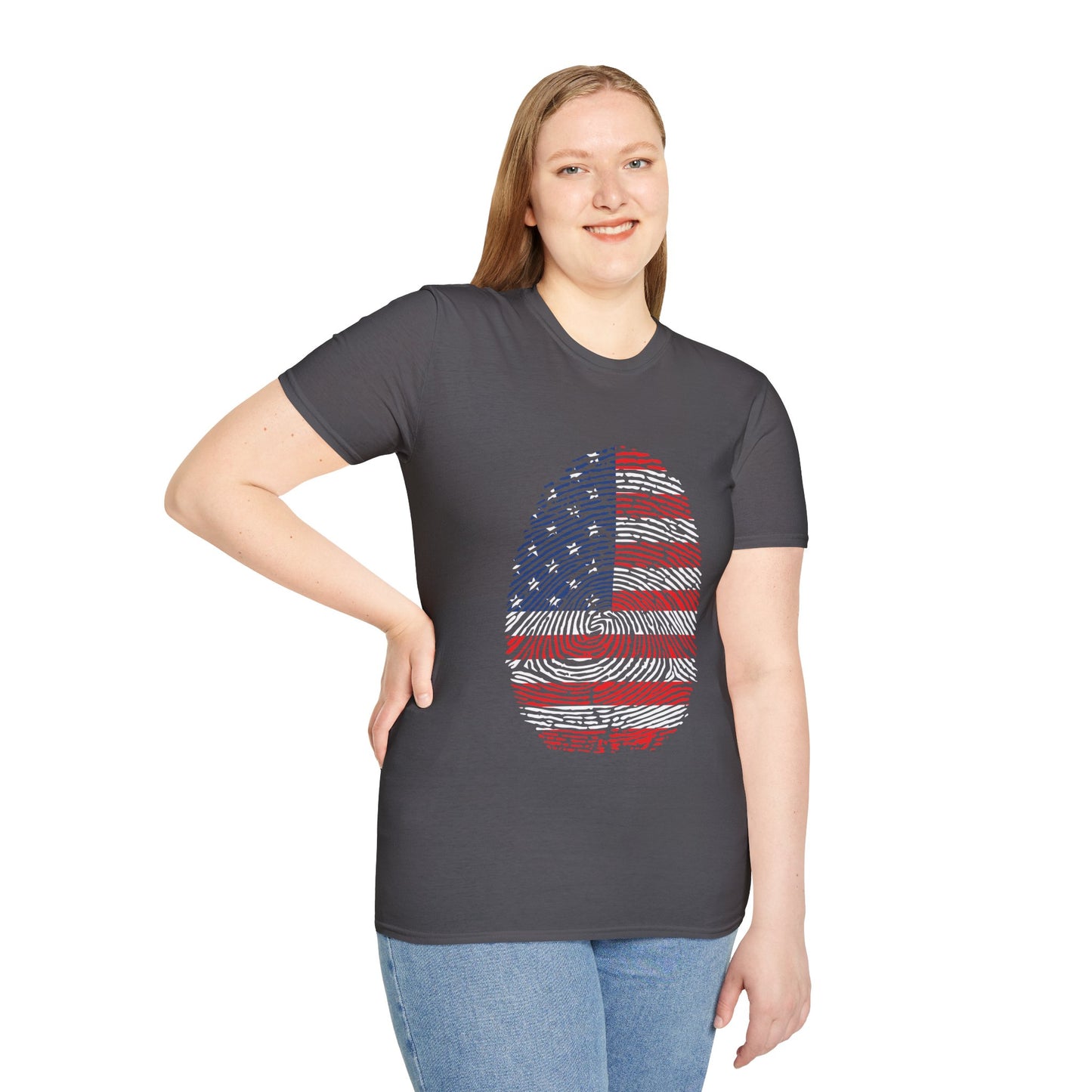 USA Fingerprint flag Soccer World Cup Fan T-Shirt (WOMEN)