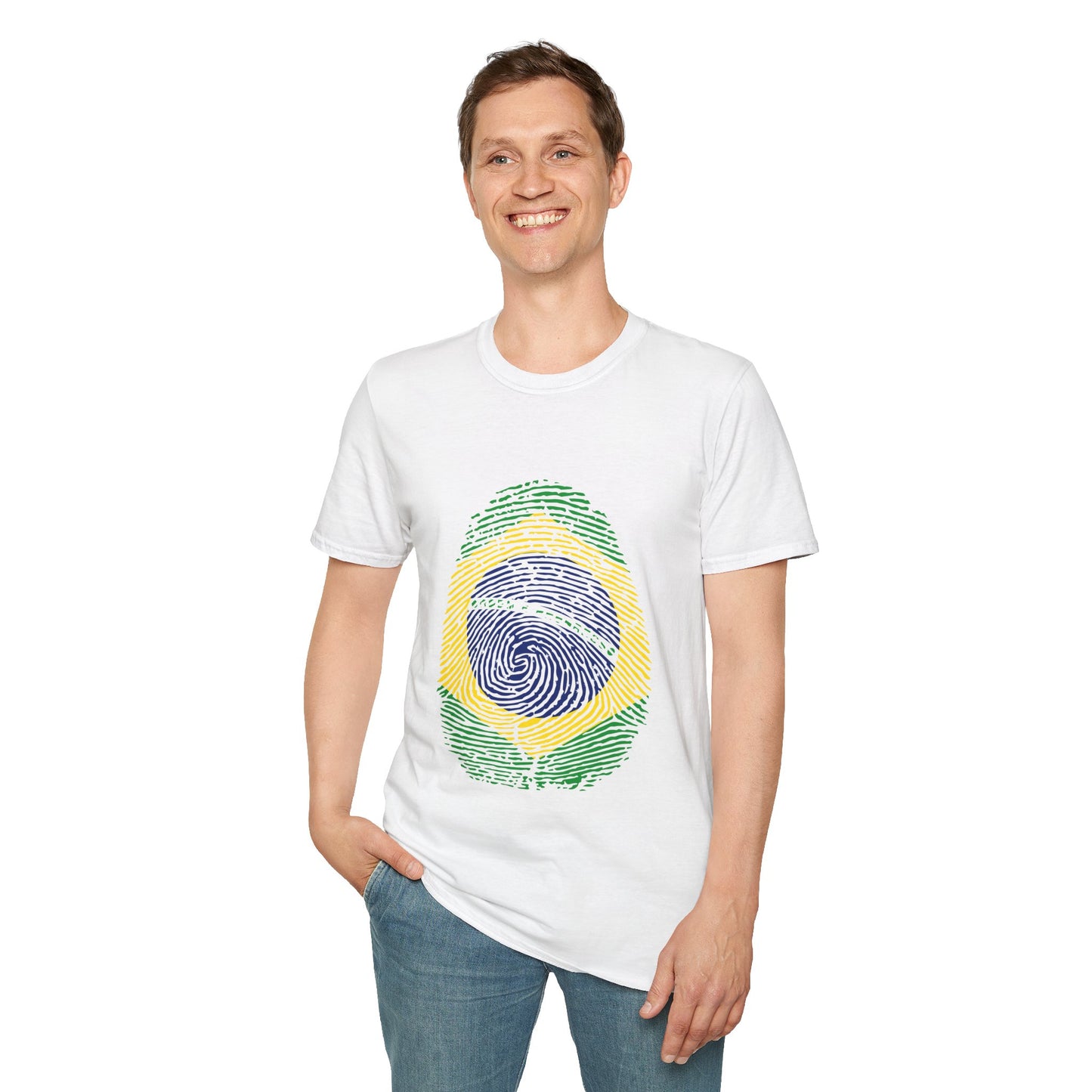 BRAZIL Fingerprint flag Soccer World Cup Fan T-Shirt (MEN)