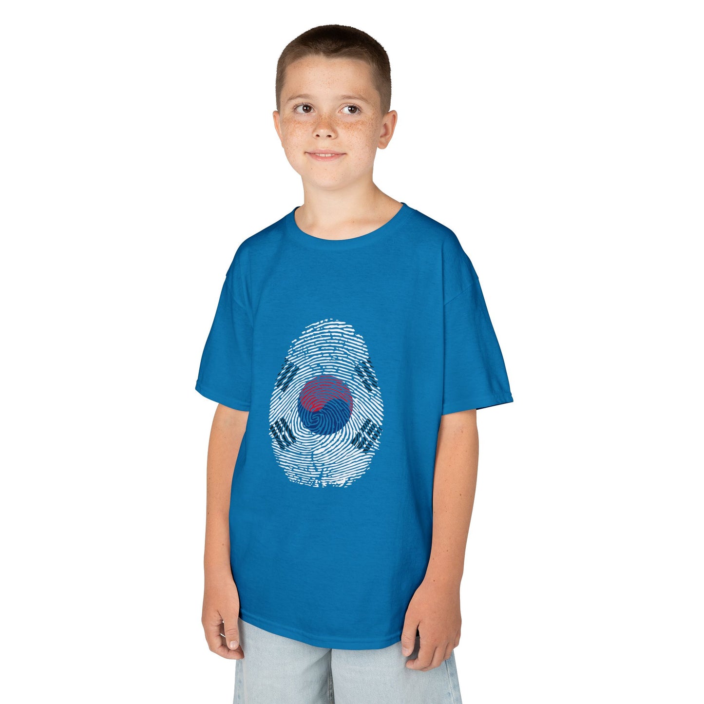 SOUTH KOREA Fingerprint flag Soccer World Cup Fan T-Shirt (KIDS - UNISEX)