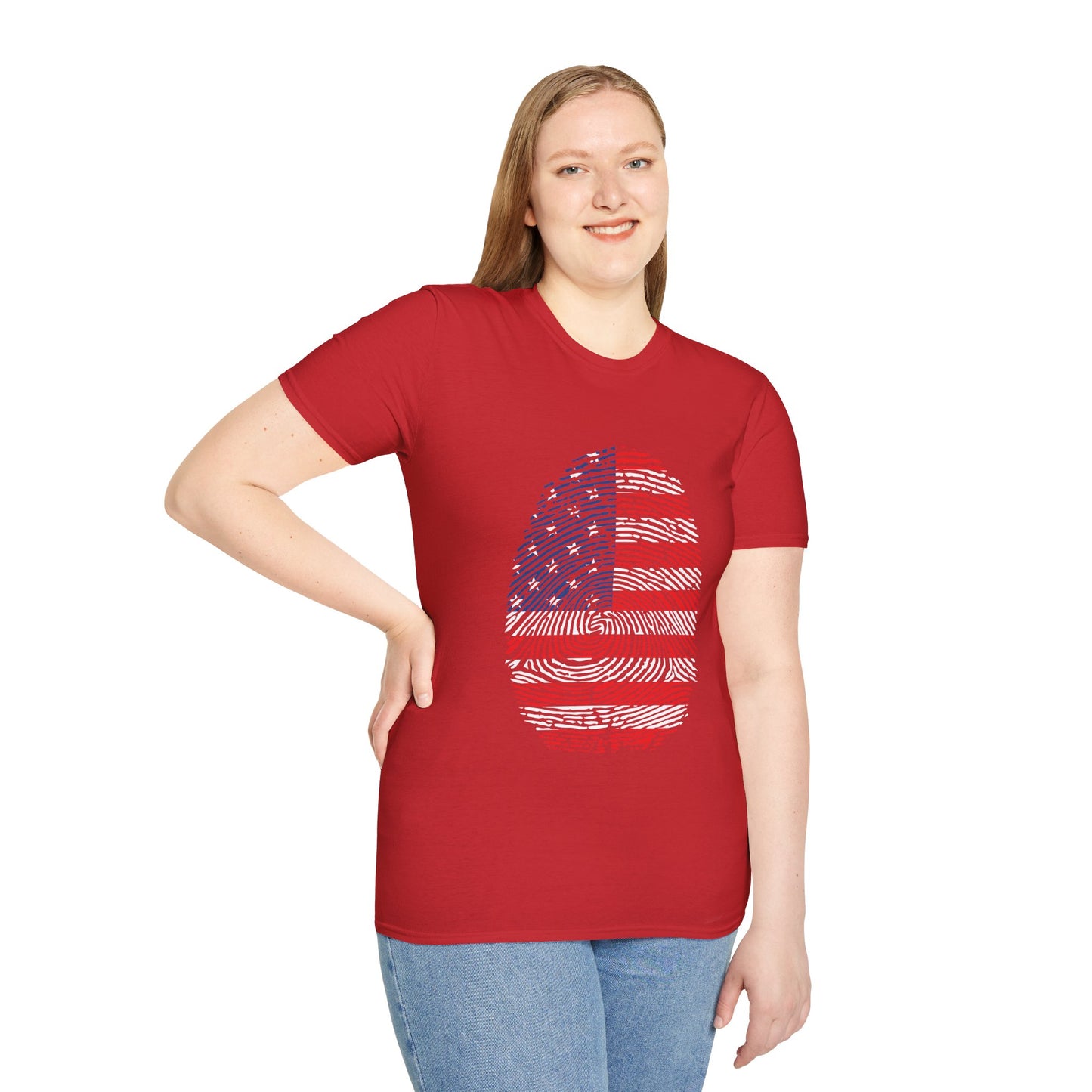 USA Fingerprint flag Soccer World Cup Fan T-Shirt (WOMEN)