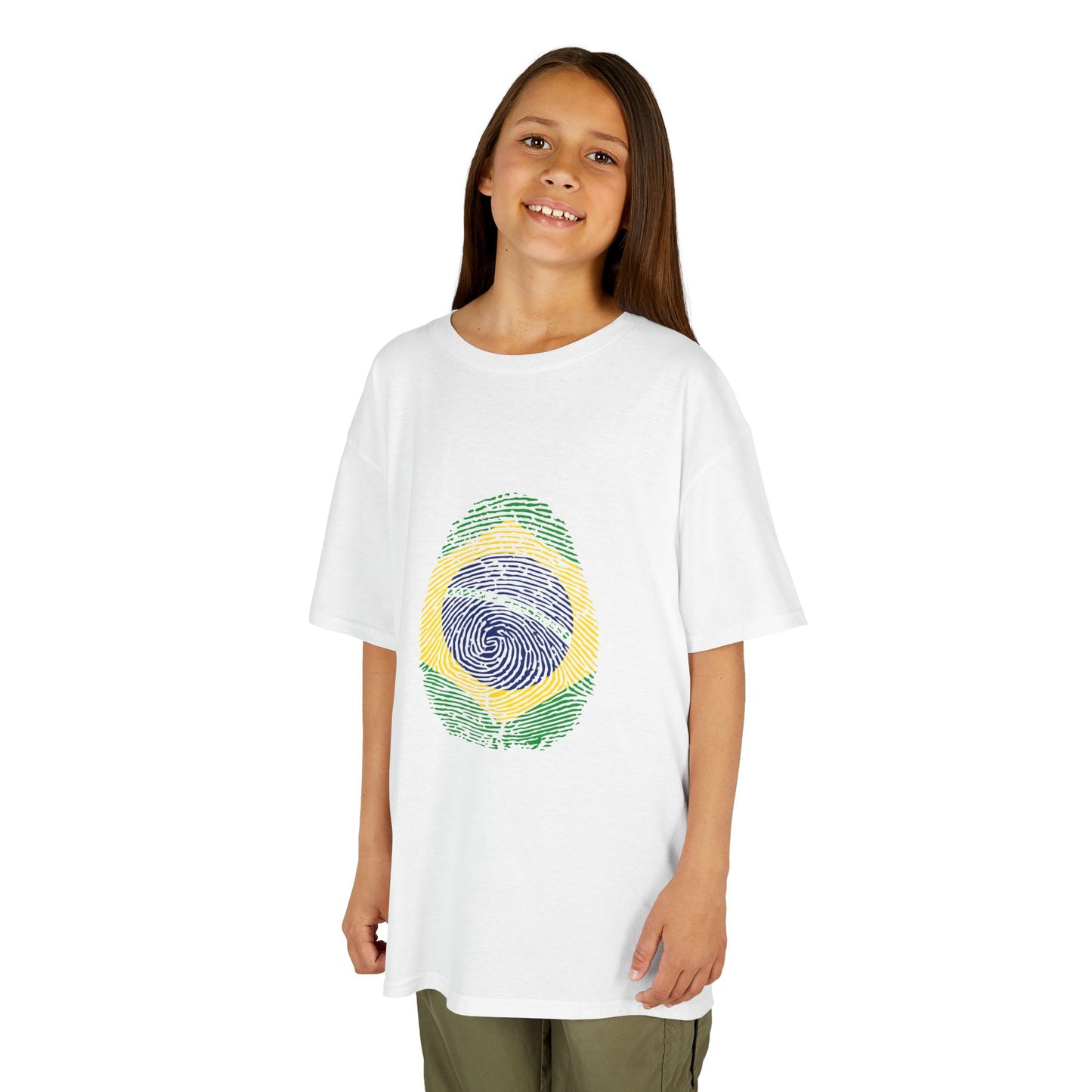 BRAZIL Fingerprint flag Soccer World Cup Fan T-Shirt (KIDS - UNISEX)