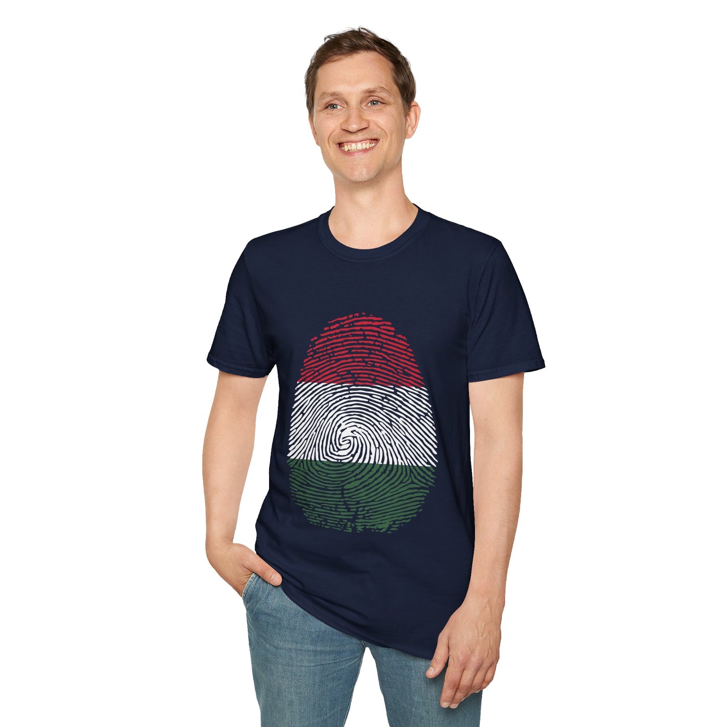 HUNGARY Fingerprint flag Soccer World Cup Fan T-Shirt (MEN)