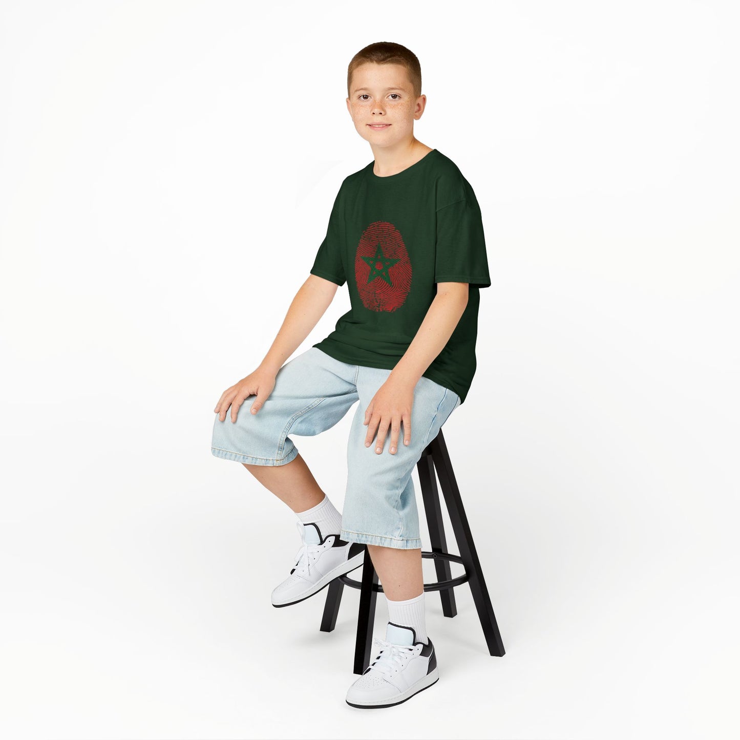 MOROCCO Fingerprint flag Soccer World Cup Fan T-Shirt (KIDS - UNISEX)