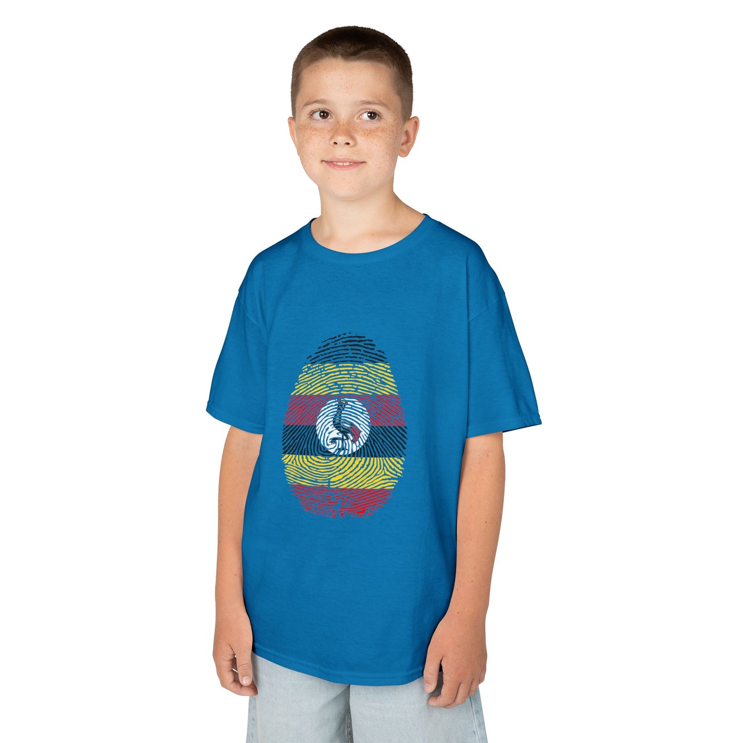UGANDA Fingerprint flag Soccer World Cup Fan T-Shirt (KIDS - UNISEX)