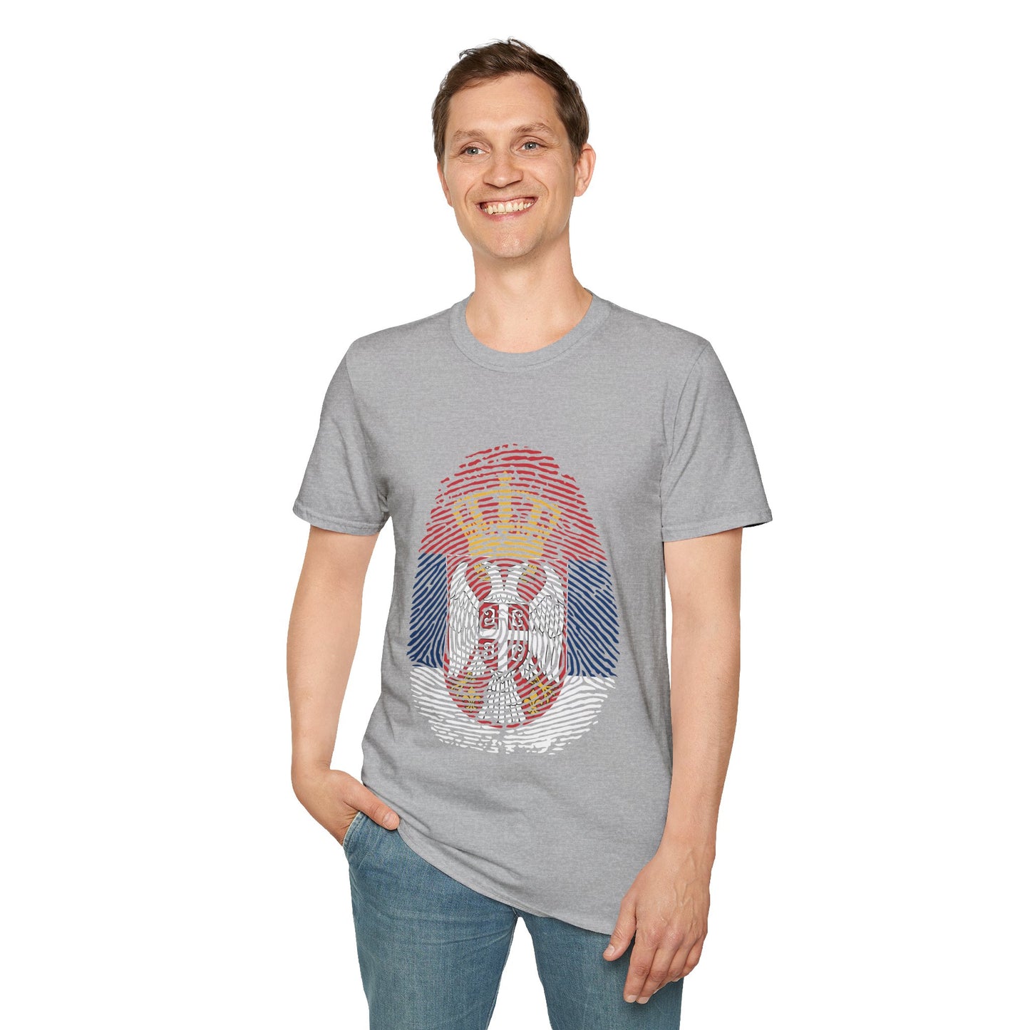 SERBIA Fingerprint flag Soccer World Cup Fan T-Shirt (MEN)