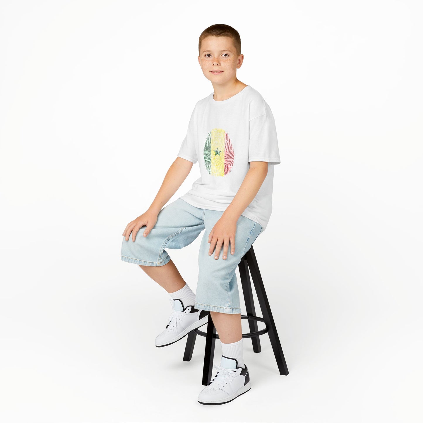 SENEGAL Fingerprint flag Soccer World Cup Fan T-Shirt (KIDS - UNISEX)