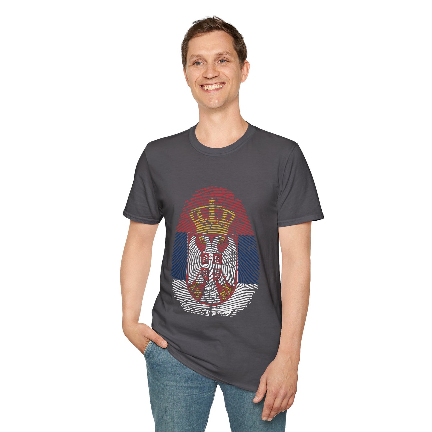 SERBIA Fingerprint flag Soccer World Cup Fan T-Shirt (MEN)