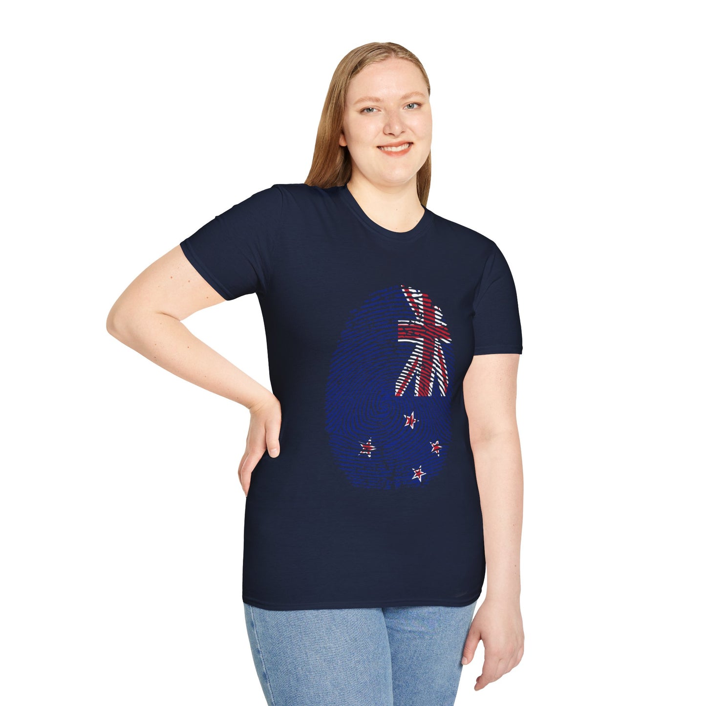 NEW ZEALAND Fingerprint flag Soccer World Cup Fan T-Shirt (WOMEN)