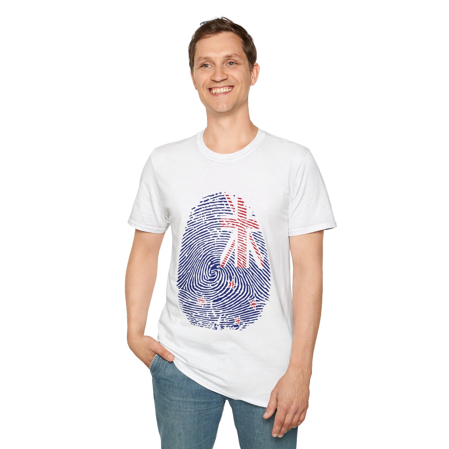 NEW ZEALAND Fingerprint flag Soccer World Cup Fan T-Shirt (MEN)