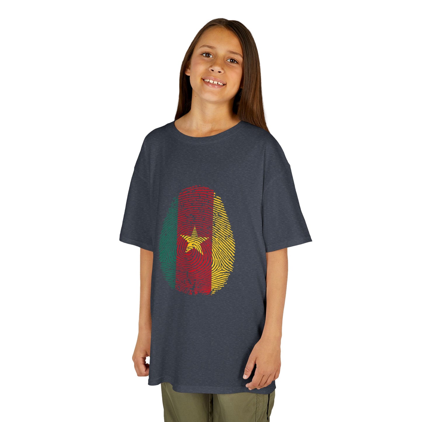 CAMEROON Fingerprint flag Soccer World Cup Fan T-Shirt (KIDS - UNISEX)