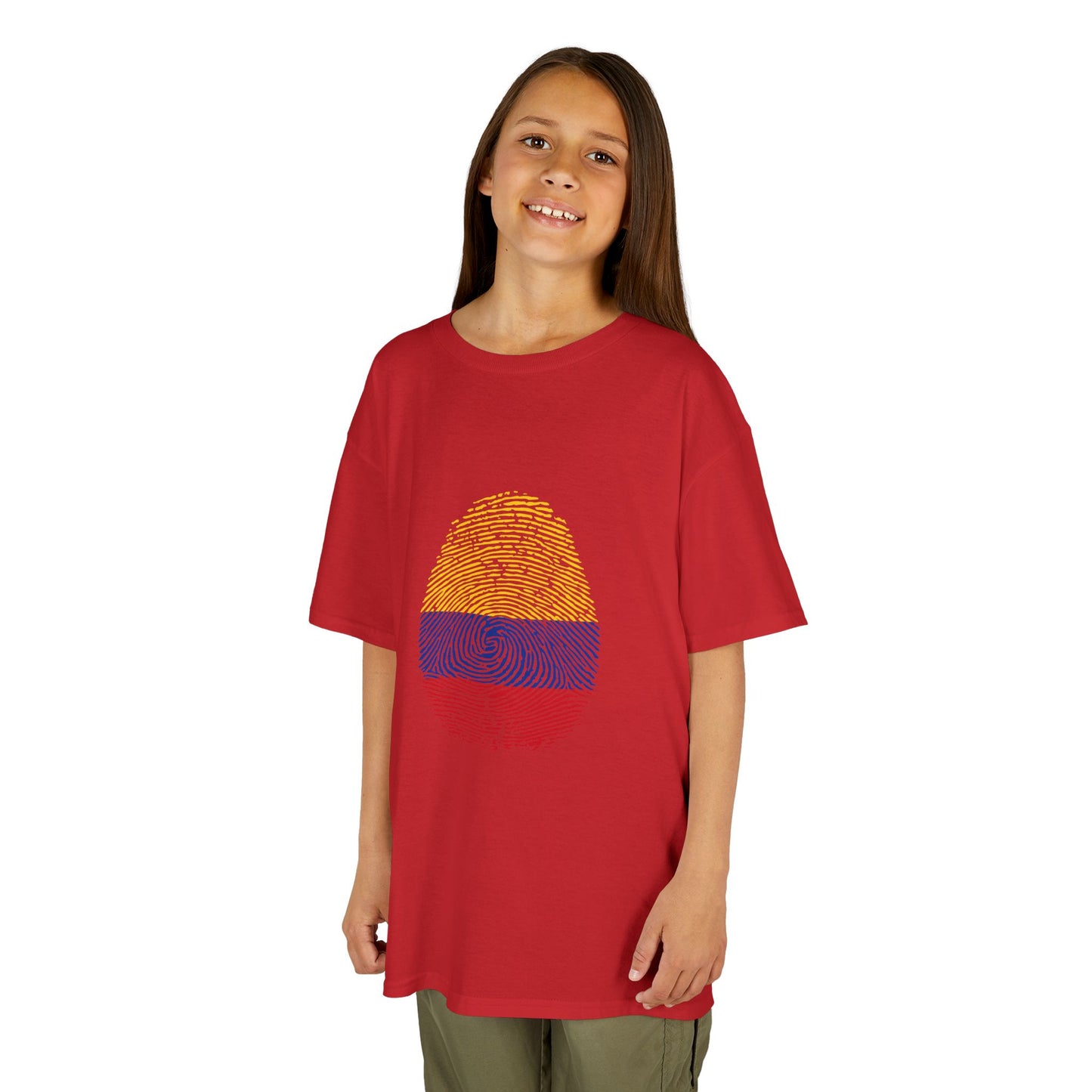 COLOMBIA Fingerprint flag Soccer World Cup Fan T-Shirt (KIDS - UNISEX)