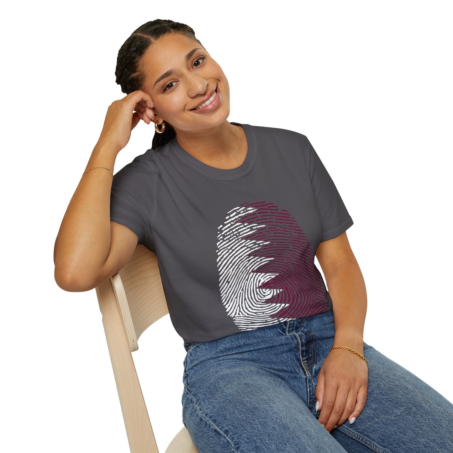 QATAR Fingerprint flag Soccer World Cup Fan T-Shirt (WOMEN)