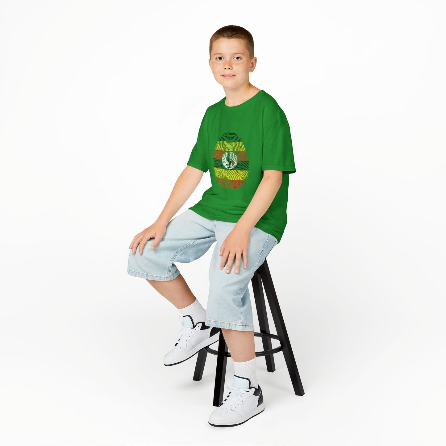 UGANDA Fingerprint flag Soccer World Cup Fan T-Shirt (KIDS - UNISEX)