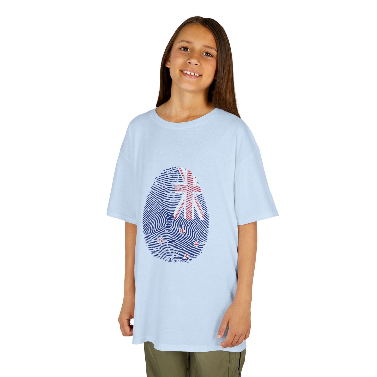 NEW ZEALAND Fingerprint flag Soccer World Cup Fan T-Shirt (KIDS - UNISEX)