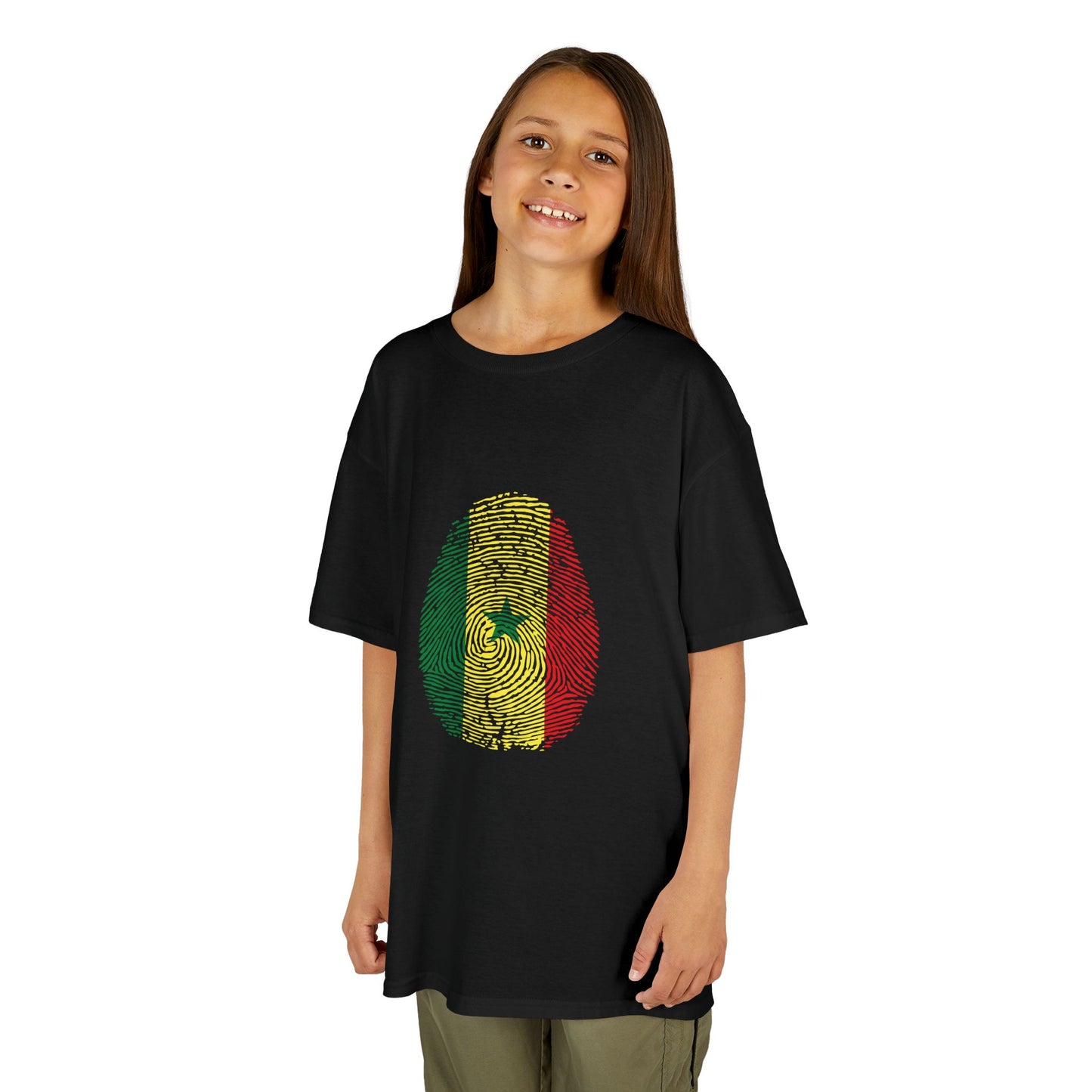 SENEGAL Fingerprint flag Soccer World Cup Fan T-Shirt (KIDS - UNISEX)