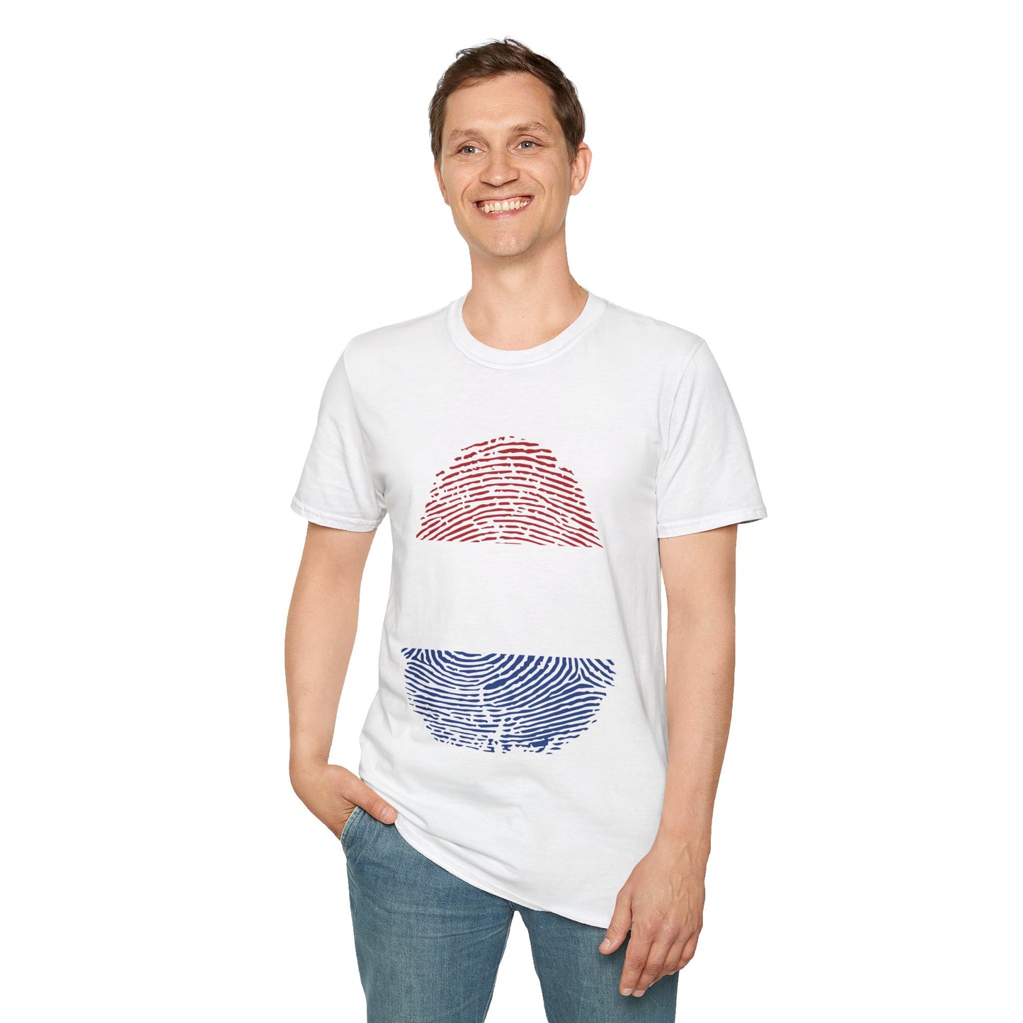 NETHERLAND Fingerprint flag Soccer World Cup Fan T-Shirt (MEN)