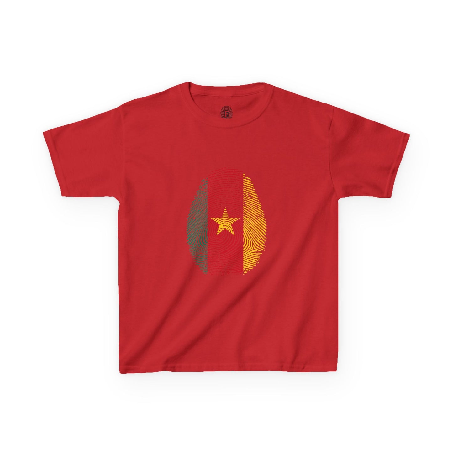 CAMEROON Fingerprint flag Soccer World Cup Fan T-Shirt (KIDS - UNISEX)