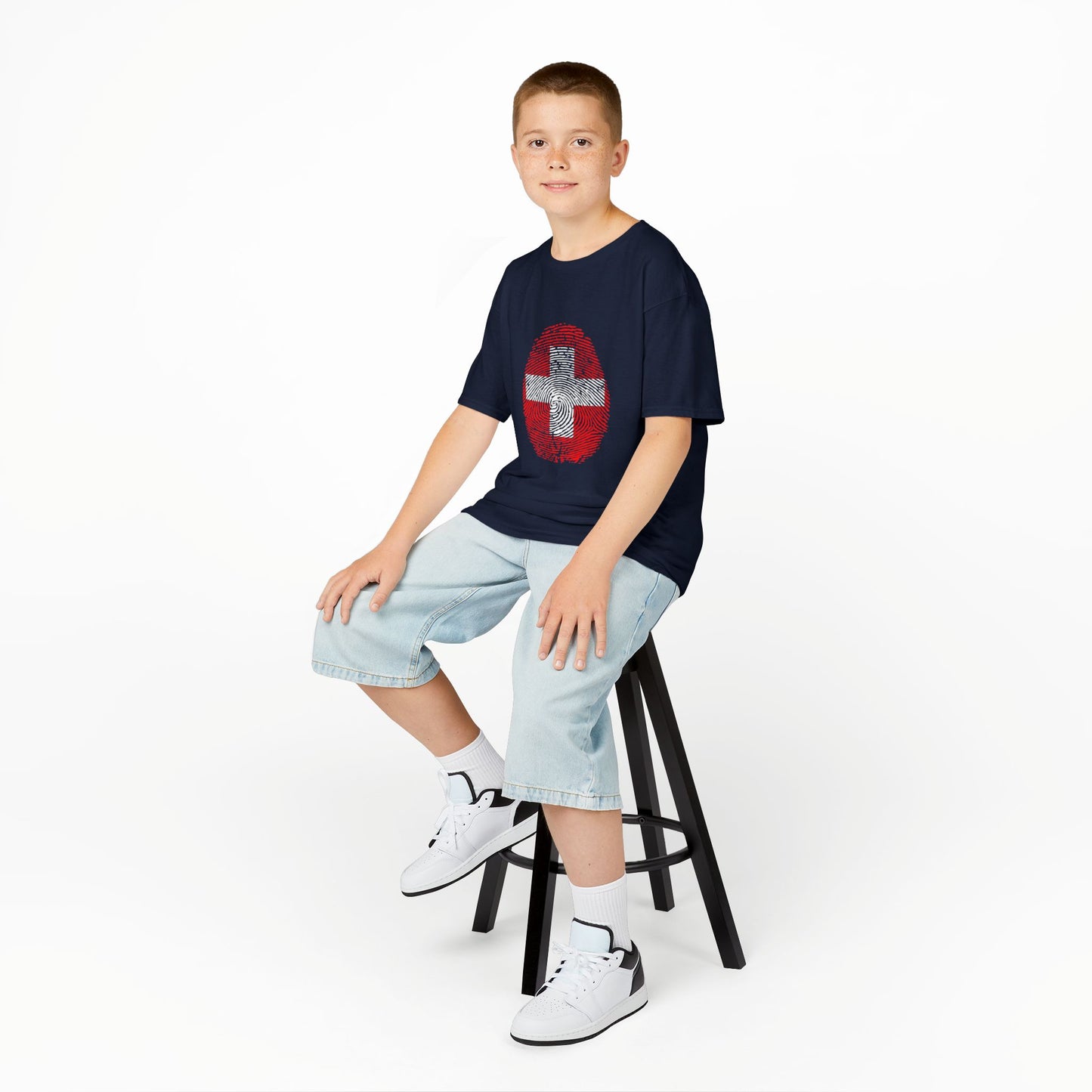 SWITZERLAND Fingerprint flag Soccer World Cup Fan T-Shirt (KIDS - UNISEX)