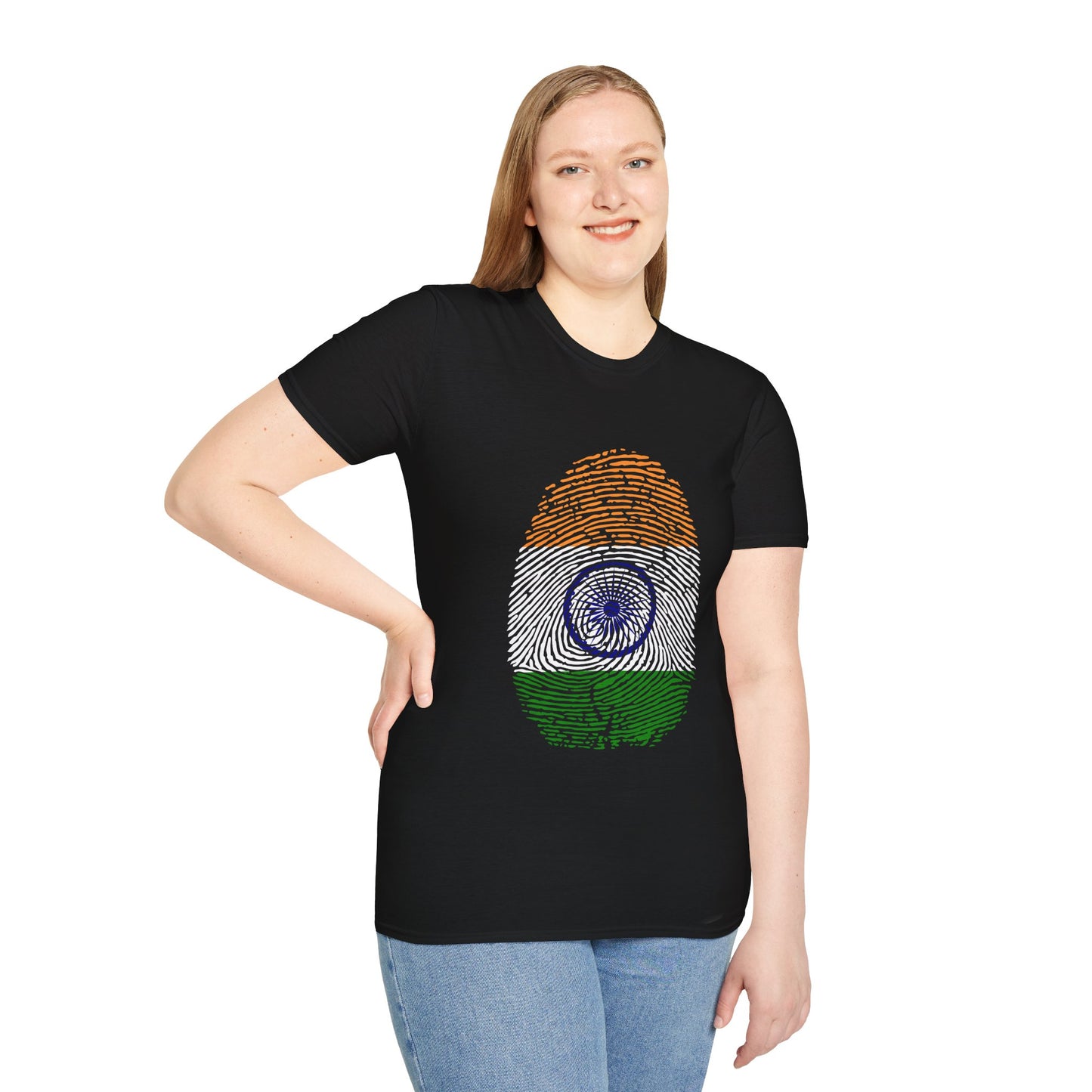 INDIA Fingerprint flag Soccer World Cup Fan T-Shirt (WOMEN)