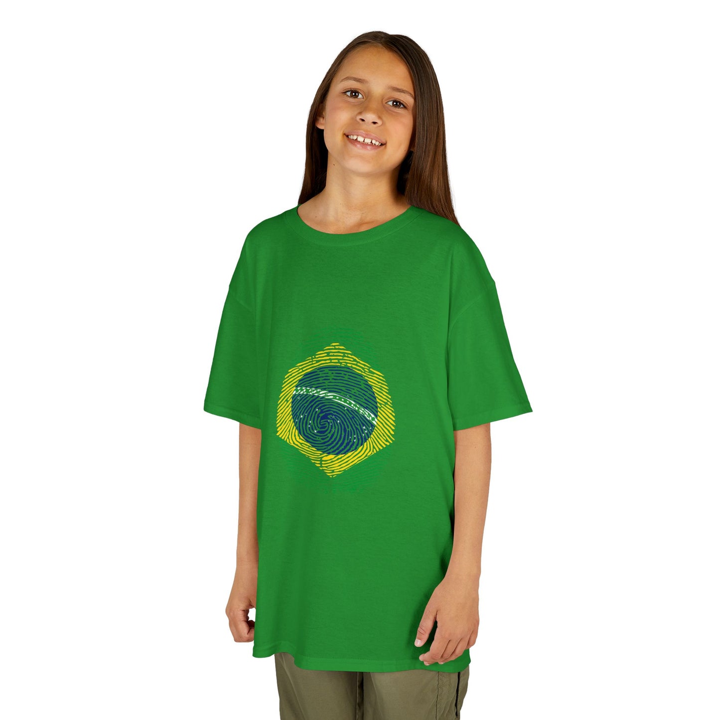 BRAZIL Fingerprint flag Soccer World Cup Fan T-Shirt (KIDS - UNISEX)