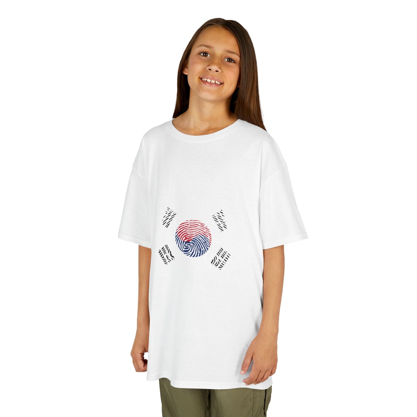 SOUTH KOREA Fingerprint flag Soccer World Cup Fan T-Shirt (KIDS - UNISEX)