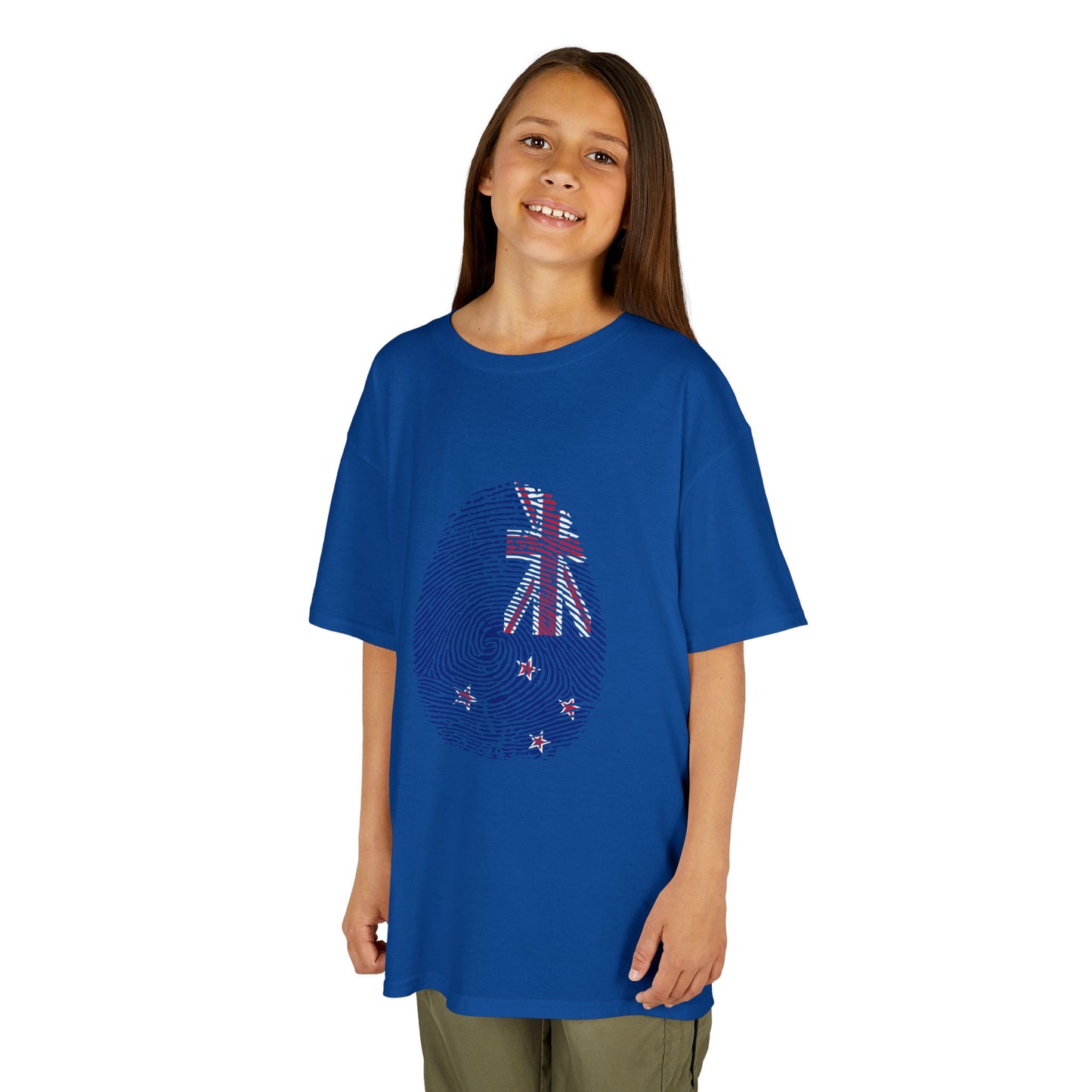 NEW ZEALAND Fingerprint flag Soccer World Cup Fan T-Shirt (KIDS - UNISEX)