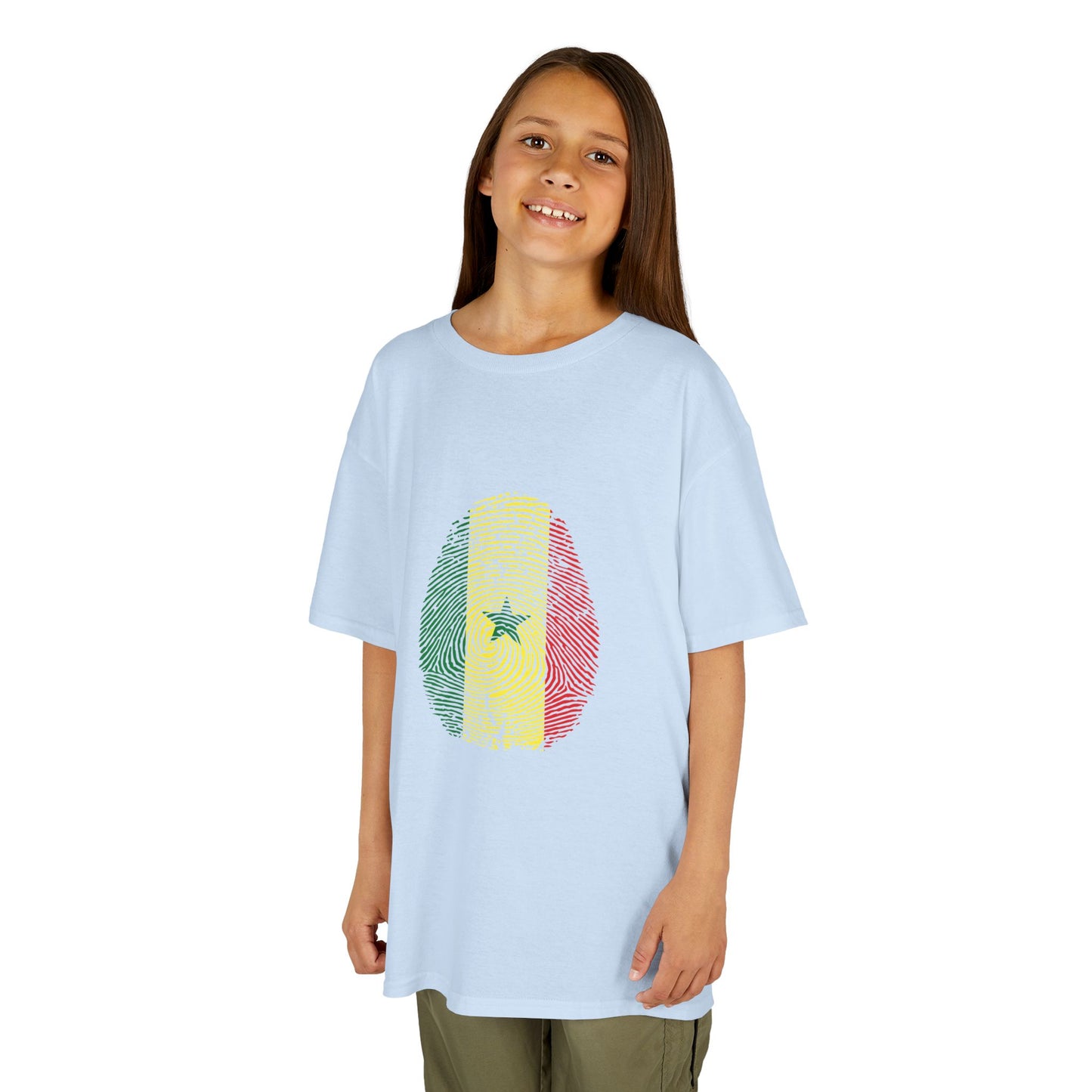 SENEGAL Fingerprint flag Soccer World Cup Fan T-Shirt (KIDS - UNISEX)