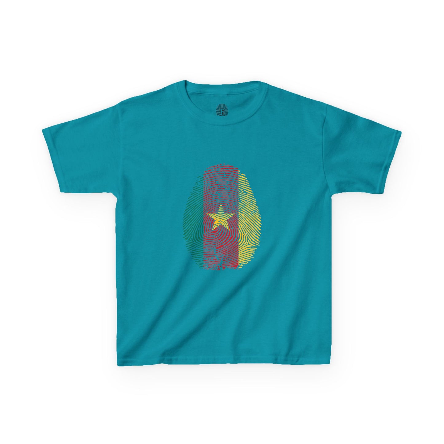 CAMEROON Fingerprint flag Soccer World Cup Fan T-Shirt (KIDS - UNISEX)