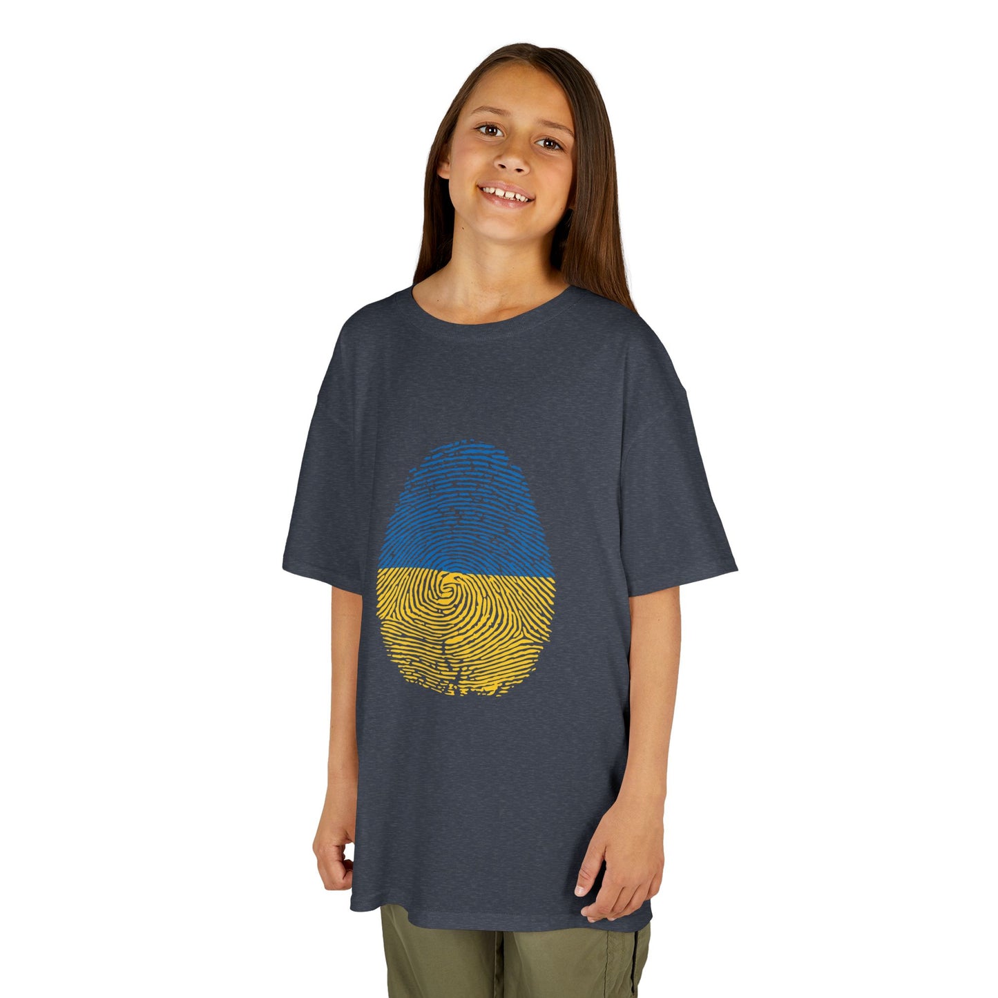 UKRAINE Fingerprint flag Soccer World Cup Fan T-Shirt (KIDS - UNISEX)