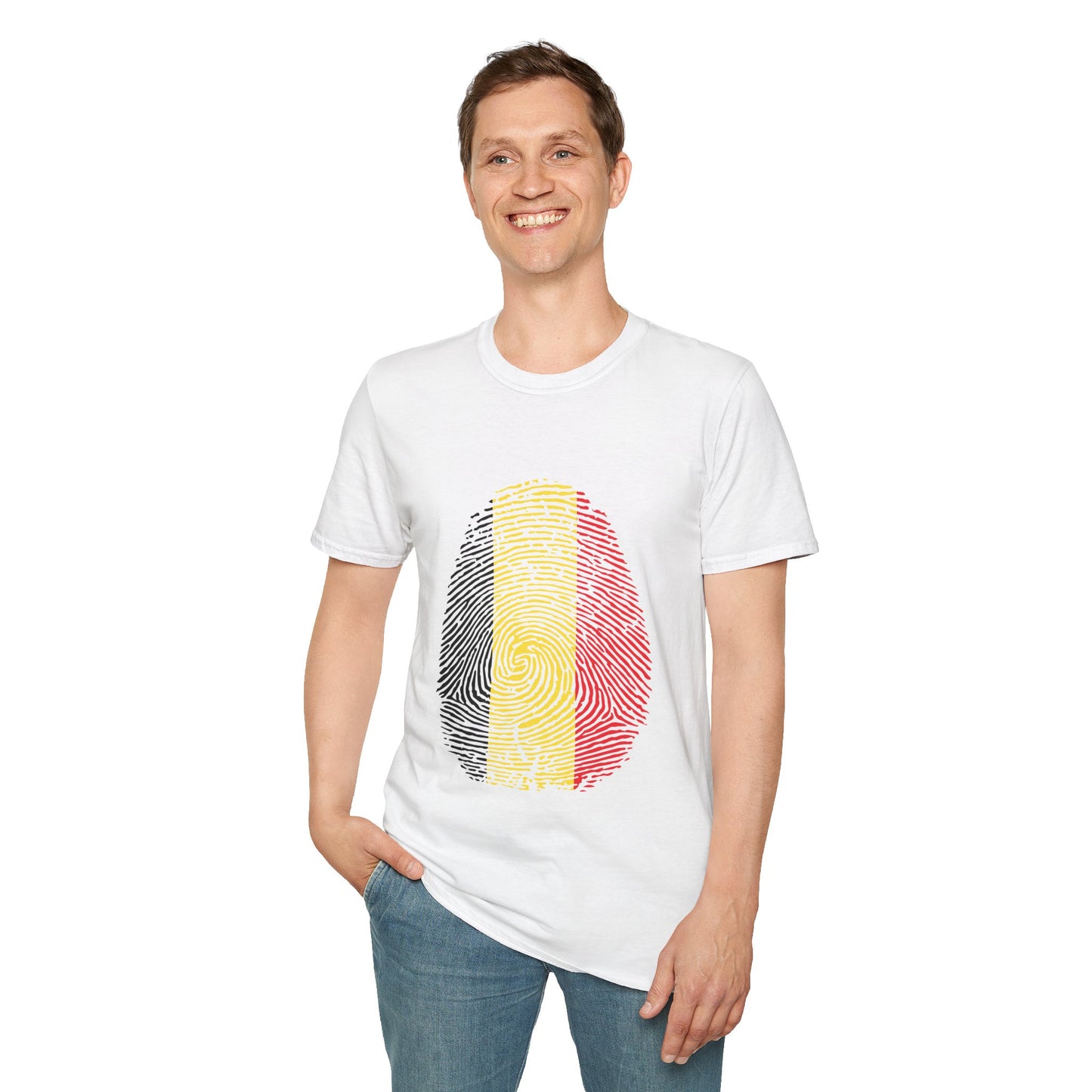 BELGIUM Fingerprint flag Soccer World Cup Fan T-Shirt (MEN)