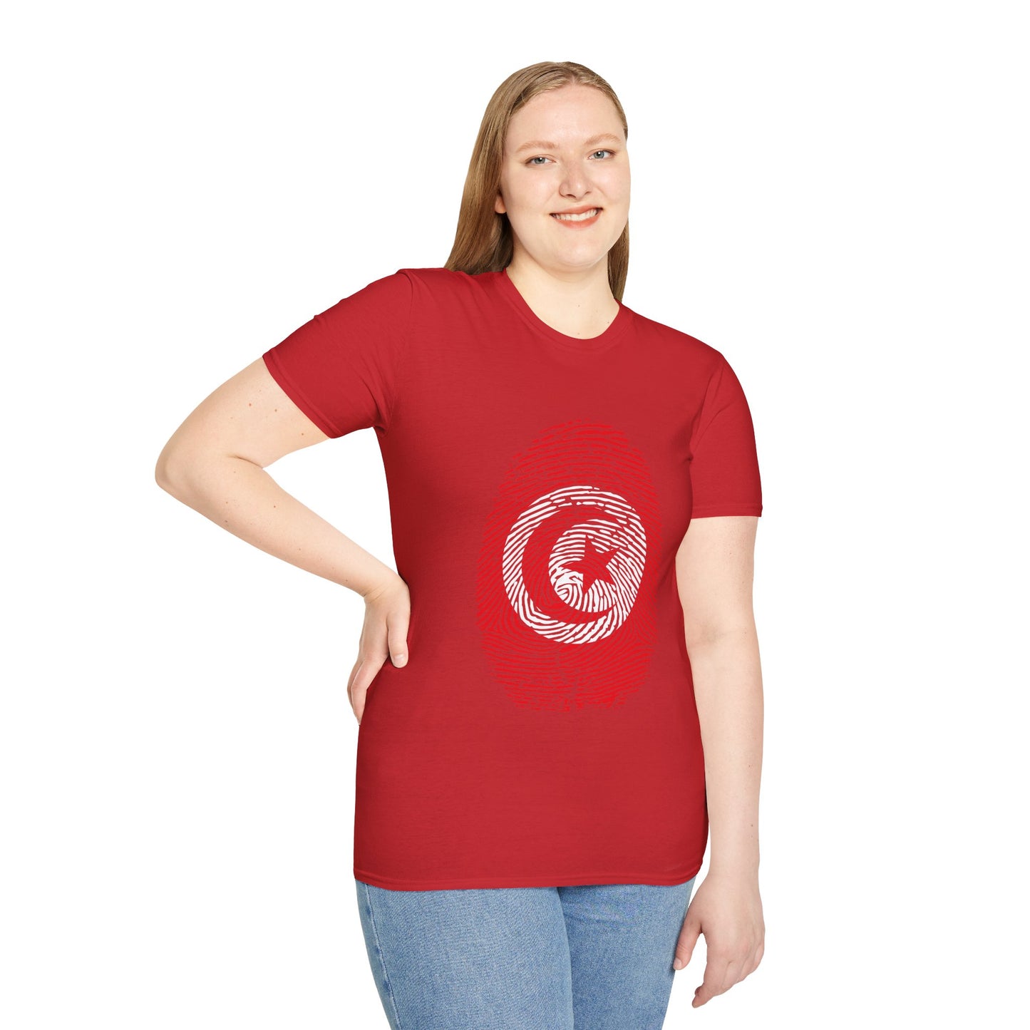 TUNISIA Fingerprint flag Soccer World Cup Fan T-Shirt (WOMEN)