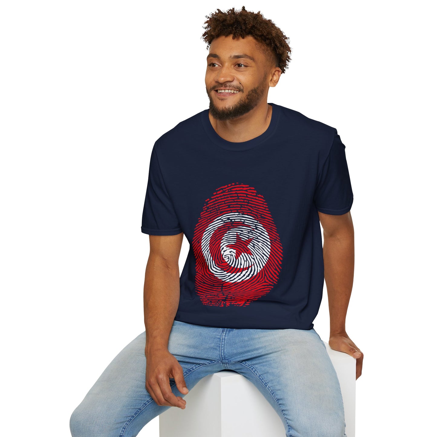 TUNISIA Fingerprint flag Soccer World Cup Fan T-Shirt (MEN)