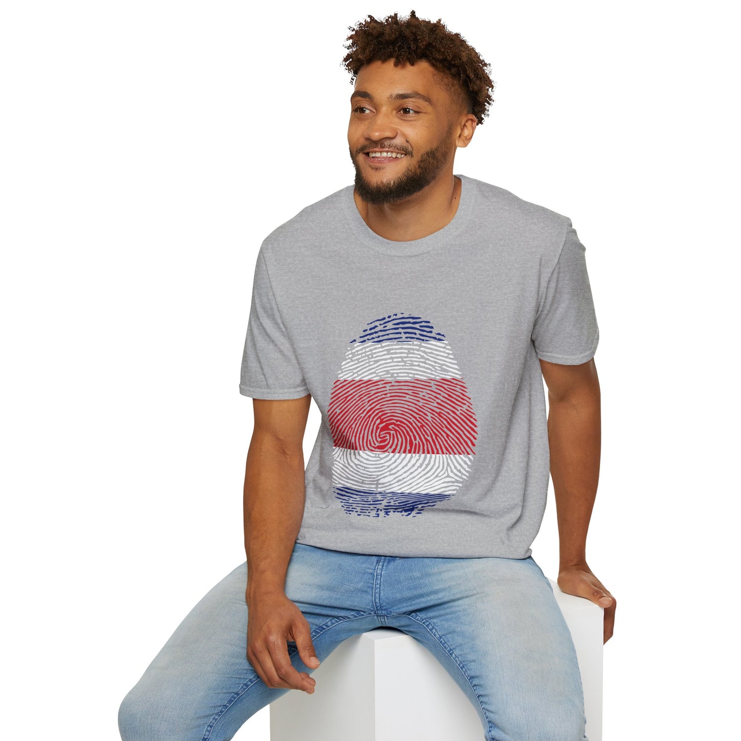 COSTA RICA Fingerprint flag Soccer World Cup Fan T-Shirt (MEN)