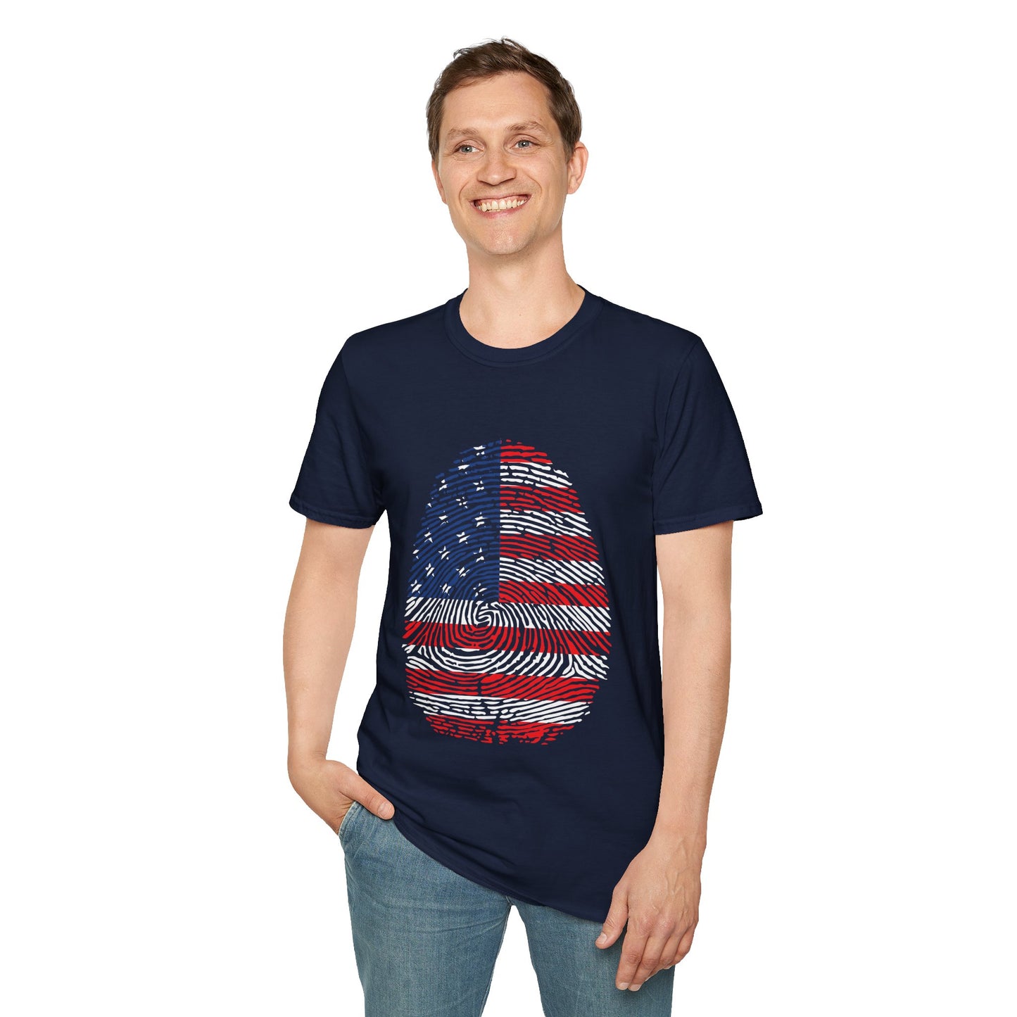 USA Fingerprint flag Soccer World Cup Fan T-Shirt (MEN)