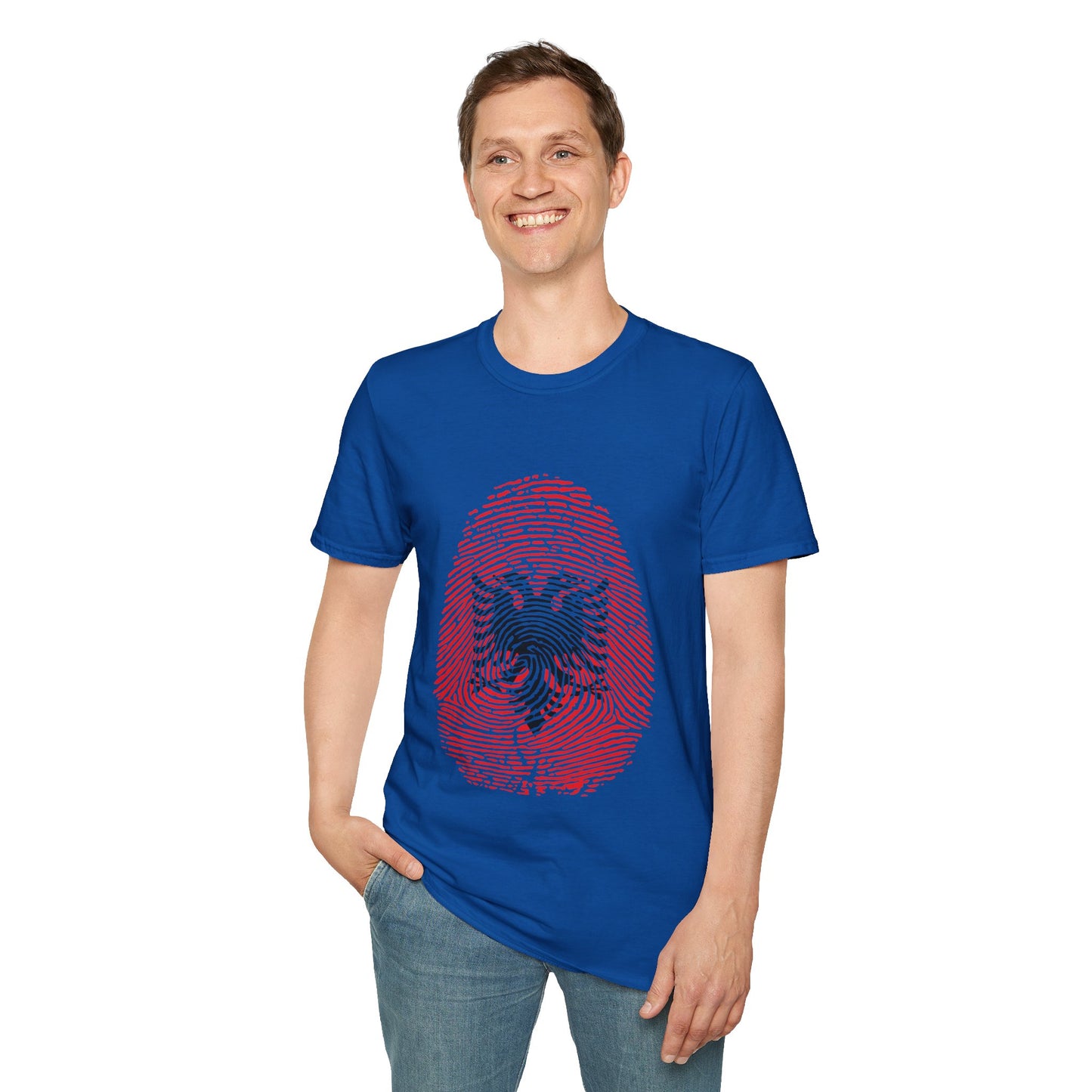 ALBANIA Fingerprint flag Soccer World Cup Fan T-Shirt (MEN)