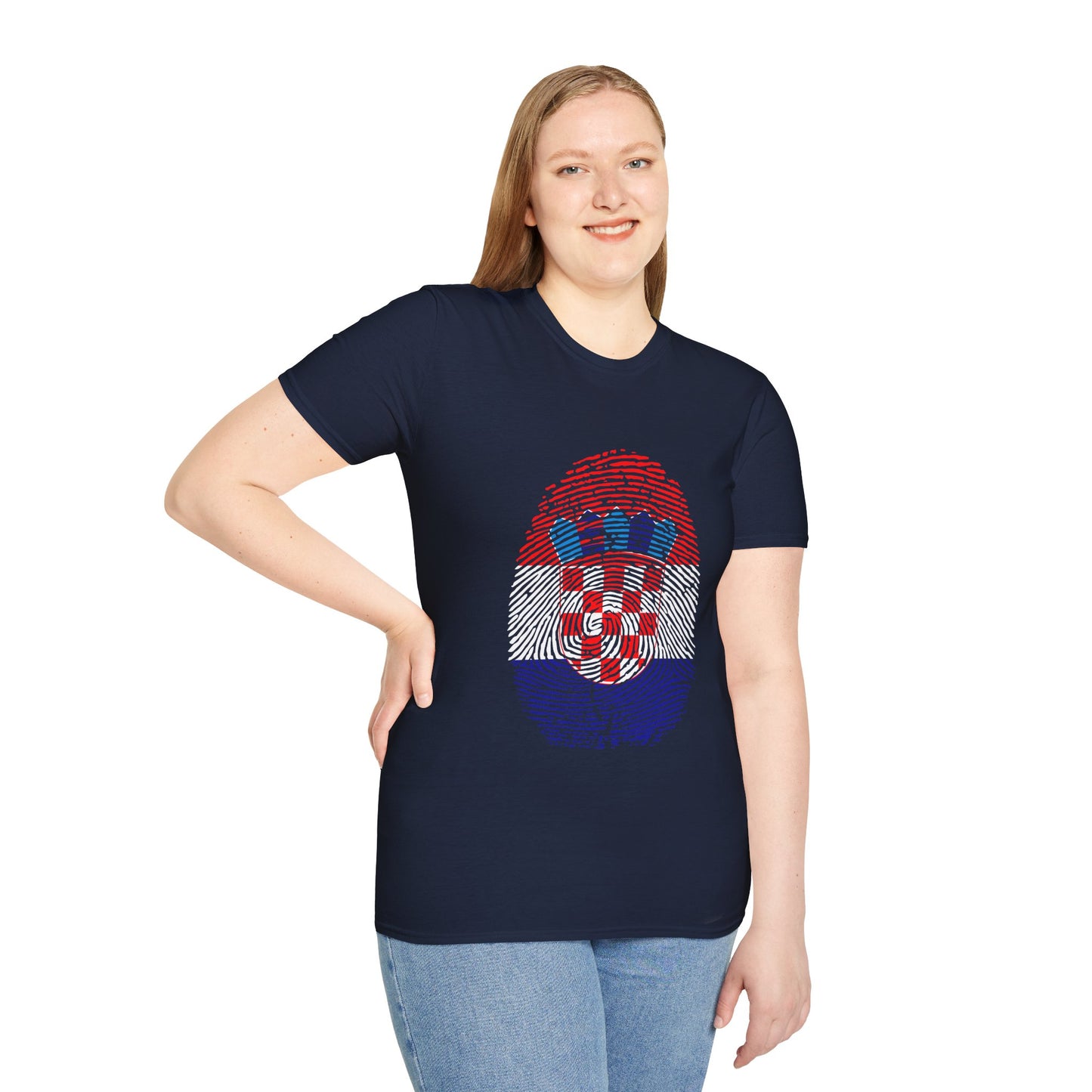 CROATIA Fingerprint flag Soccer World Cup Fan T-Shirt (WOMEN)