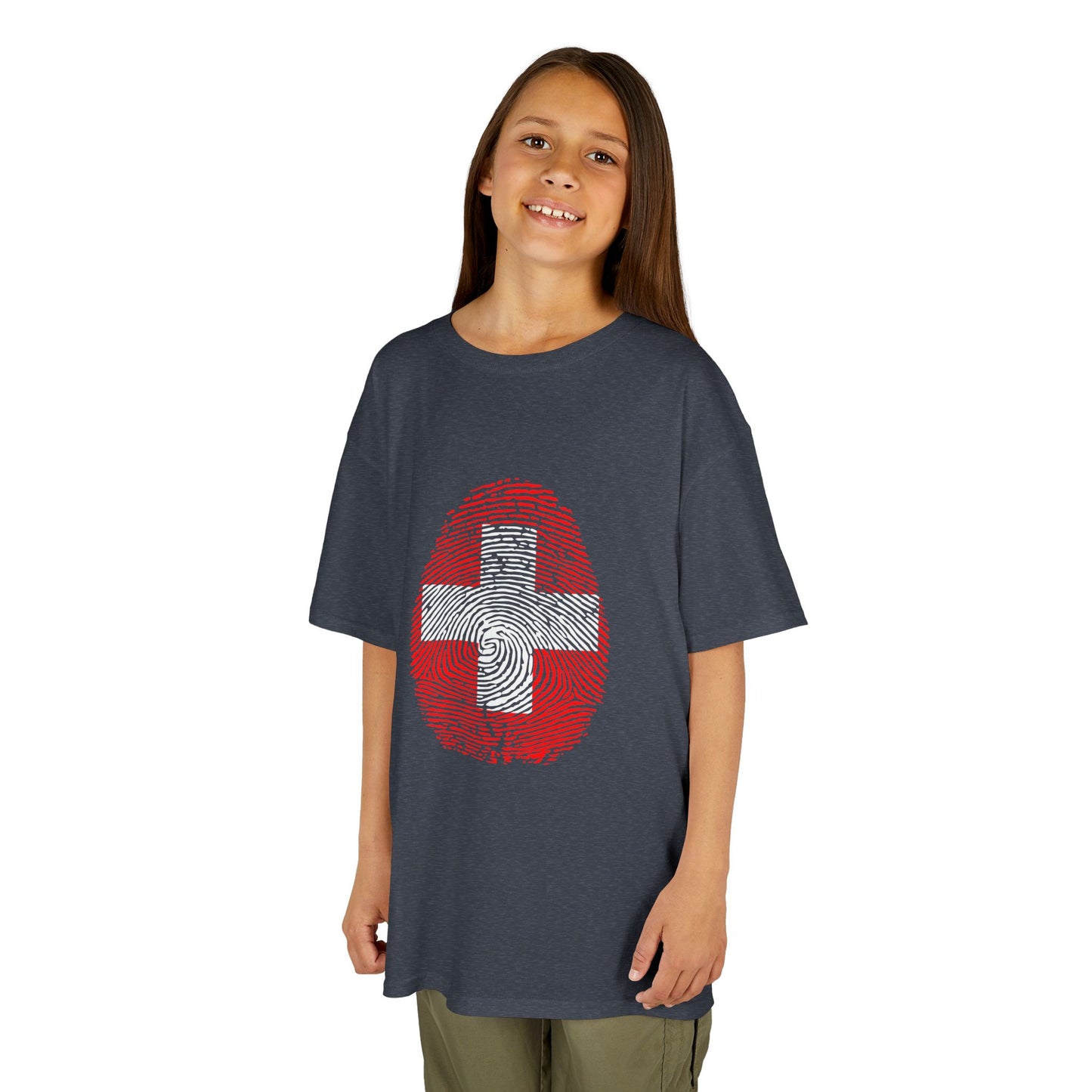 SWITZERLAND Fingerprint flag Soccer World Cup Fan T-Shirt (KIDS - UNISEX)
