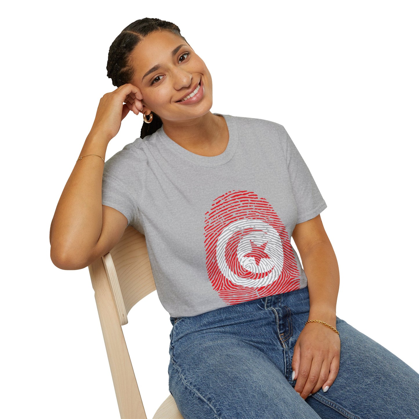 TUNISIA Fingerprint flag Soccer World Cup Fan T-Shirt (WOMEN)