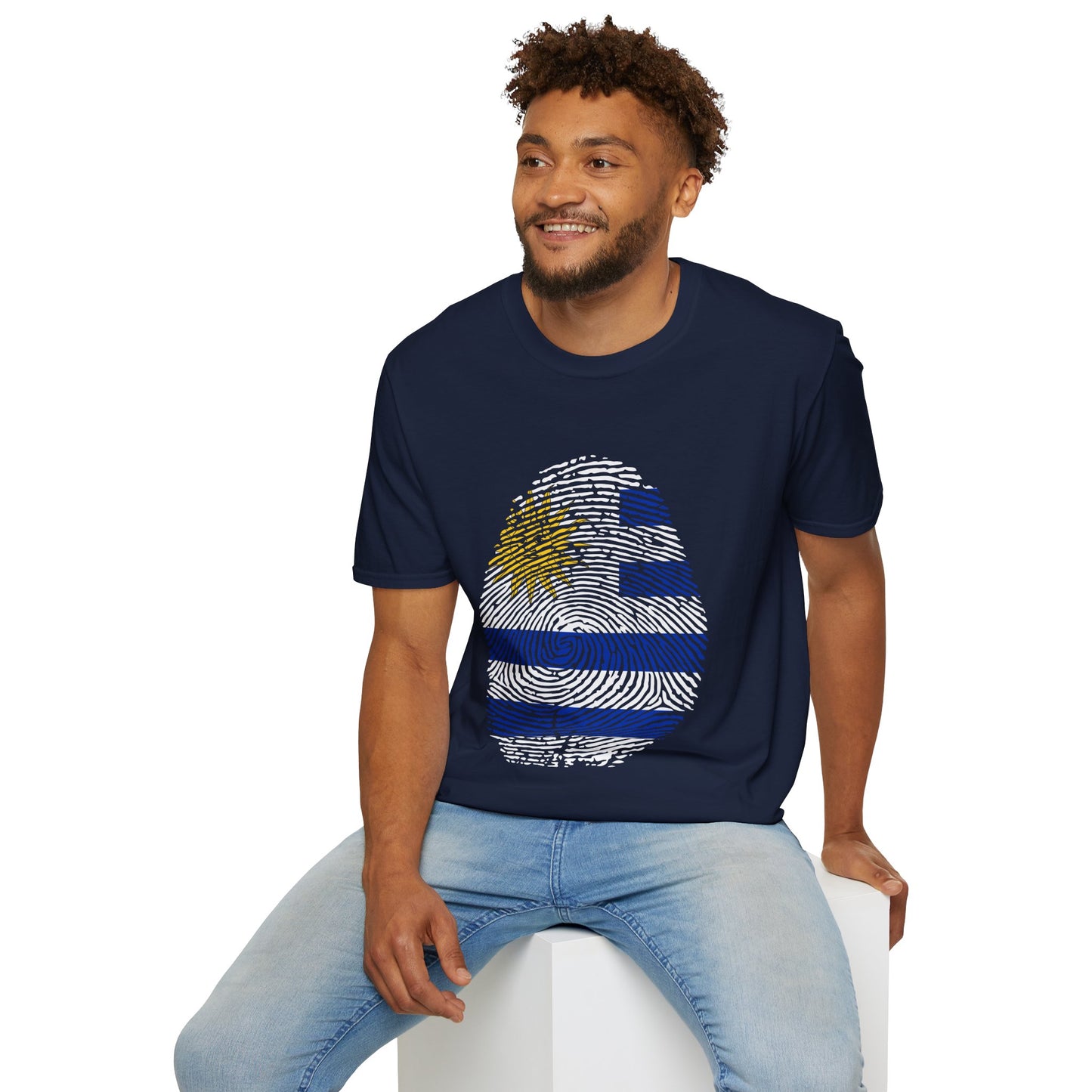URUGUAY Fingerprint flag Soccer World Cup Fan T-Shirt (MEN)