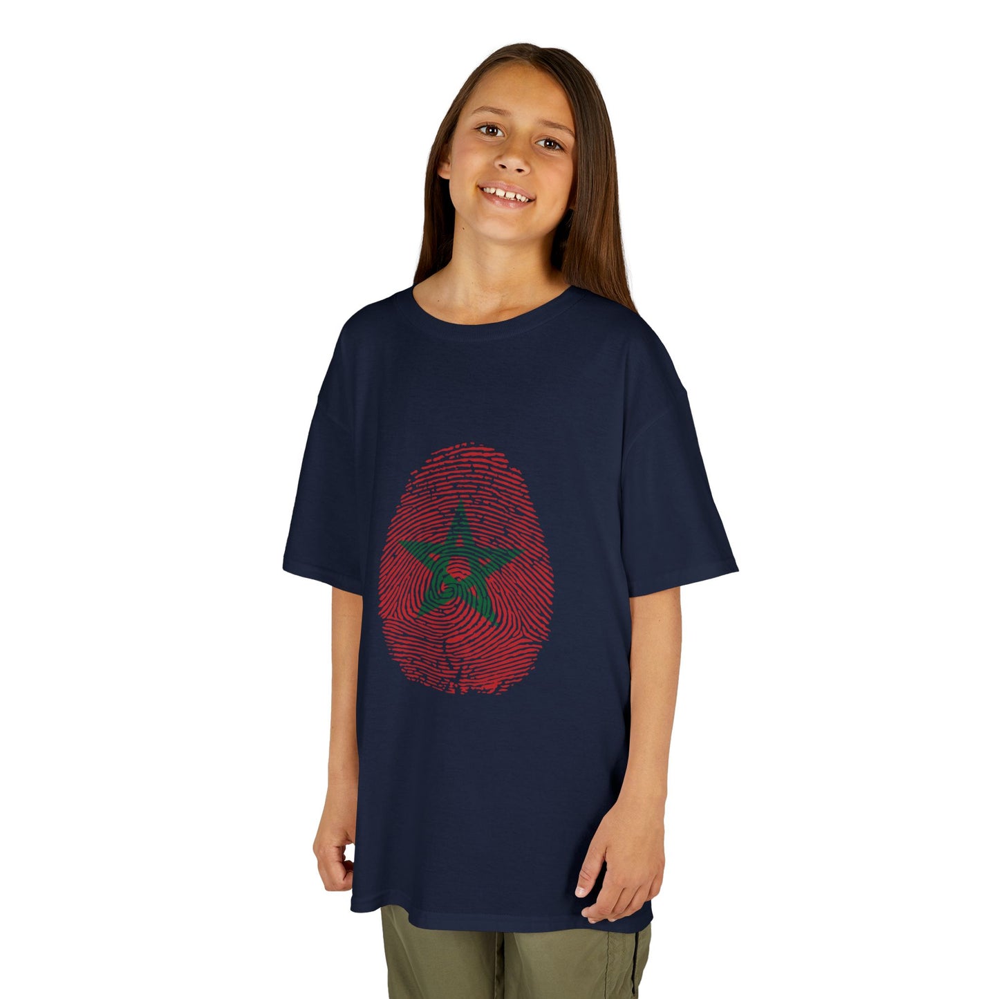 MOROCCO Fingerprint flag Soccer World Cup Fan T-Shirt (KIDS - UNISEX)