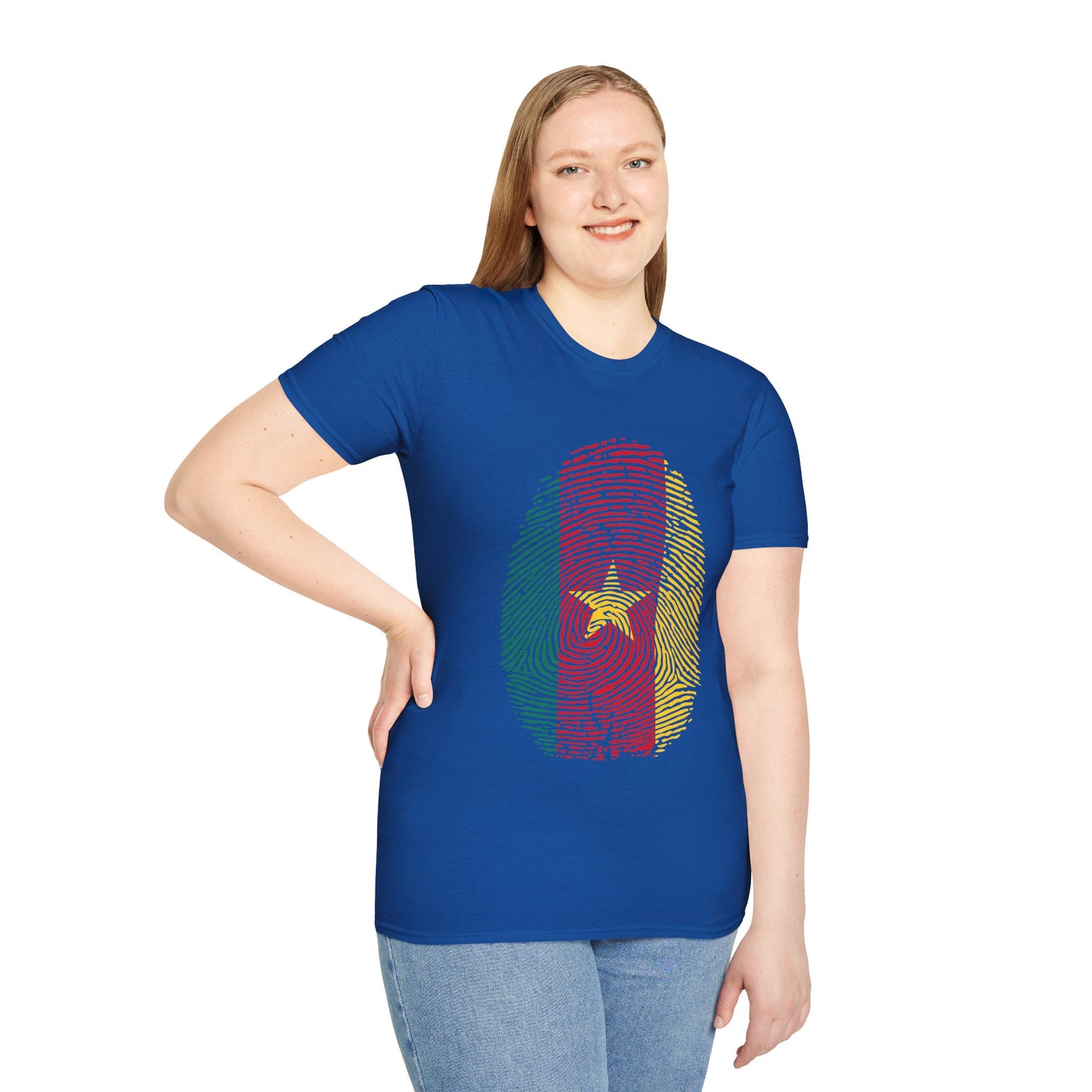 CAMEROON Fingerprint flag Soccer World Cup Fan T-Shirt (WOMEN)