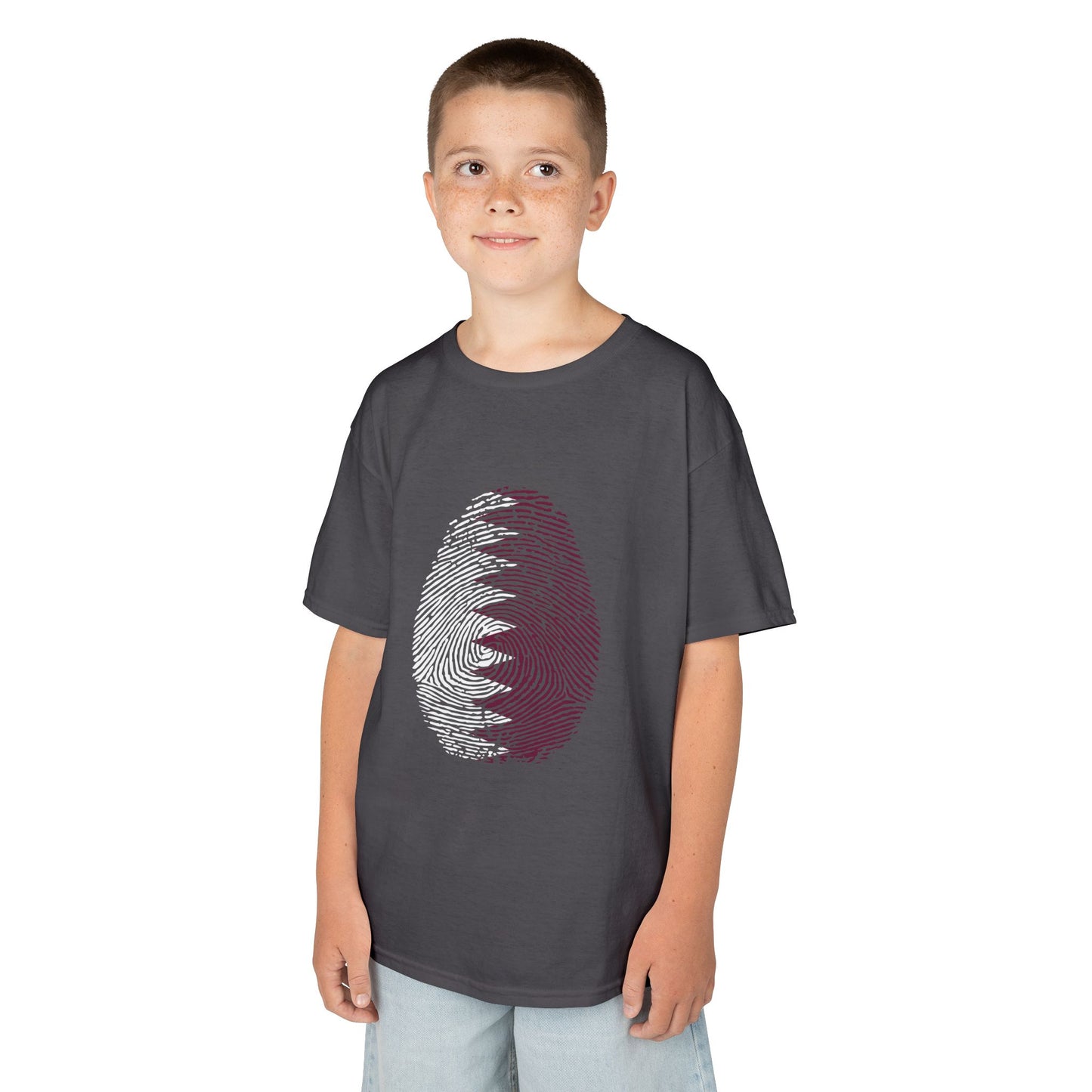 QATAR Fingerprint flag Soccer World Cup Fan T-Shirt (KIDS - UNISEX)