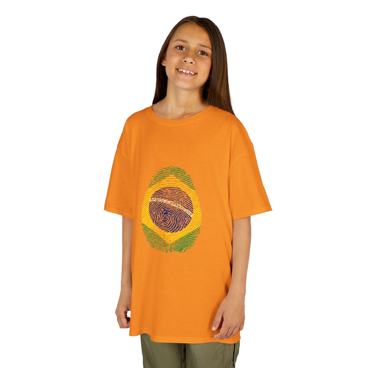 BRAZIL Fingerprint flag Soccer World Cup Fan T-Shirt (KIDS - UNISEX)