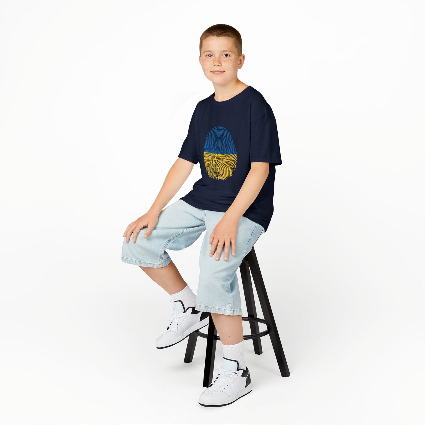 UKRAINE Fingerprint flag Soccer World Cup Fan T-Shirt (KIDS - UNISEX)