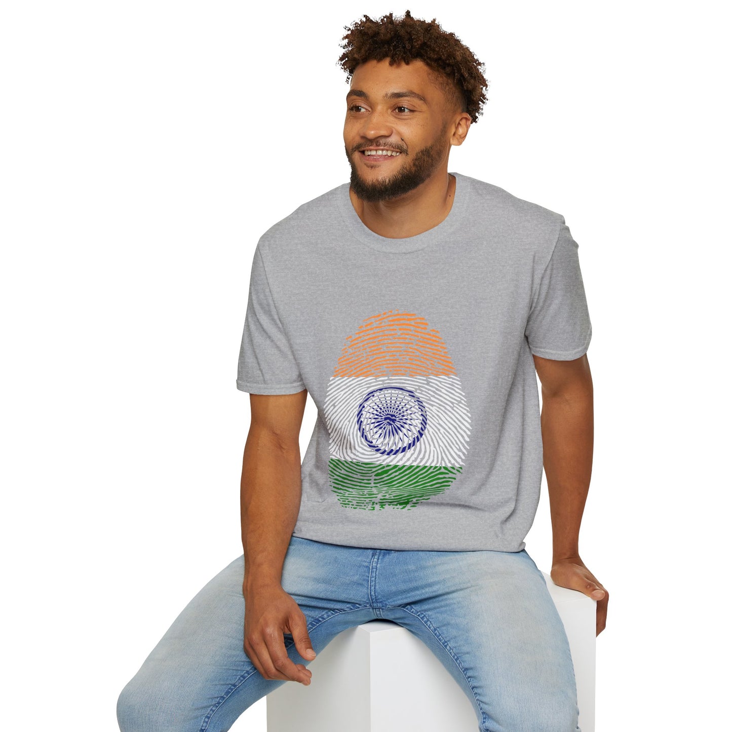 INDIA Fingerprint flag Soccer World Cup Fan T-Shirt (MEN)