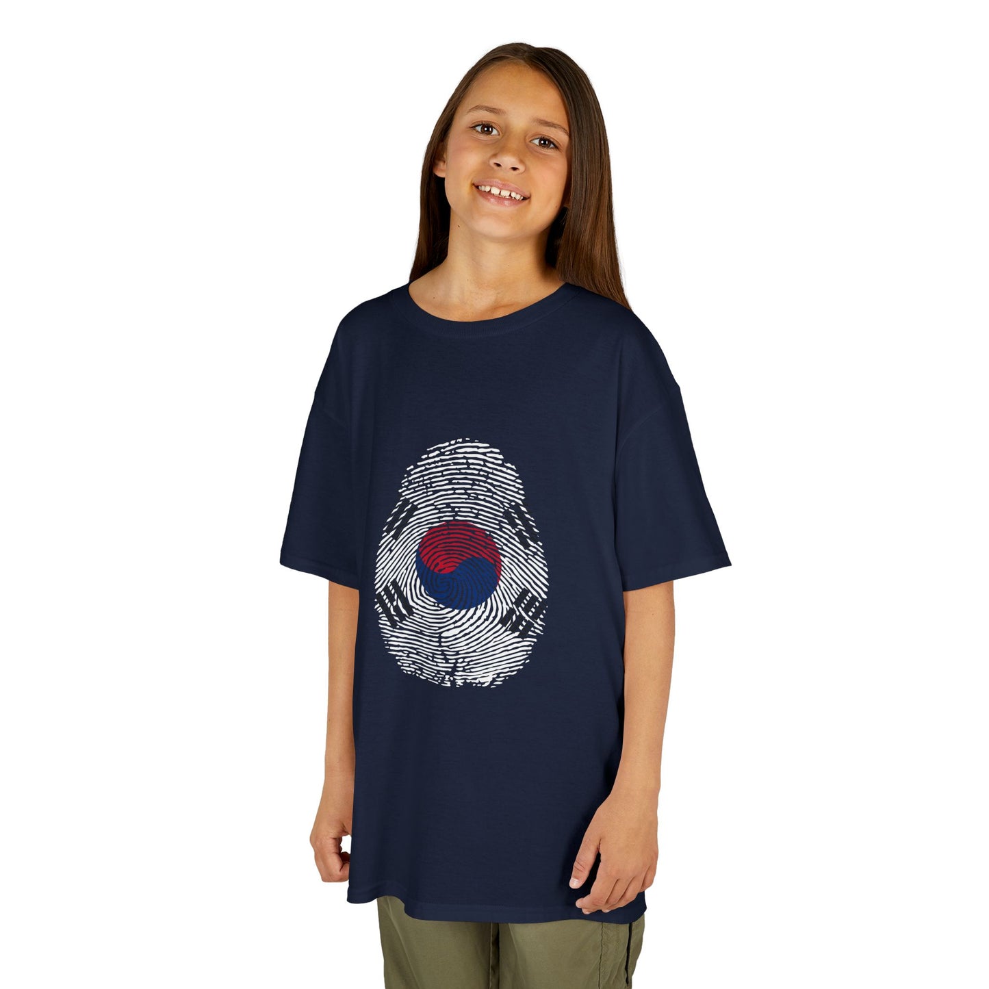 SOUTH KOREA Fingerprint flag Soccer World Cup Fan T-Shirt (KIDS - UNISEX)