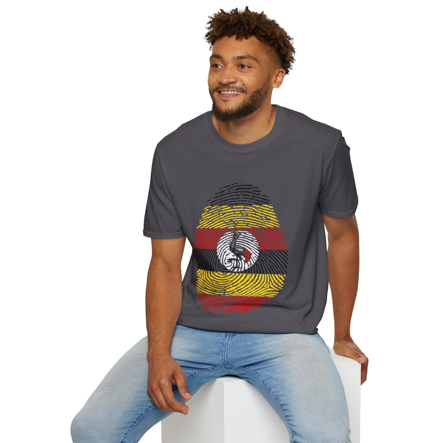 UGANDA Fingerprint flag Soccer World Cup Fan T-Shirt (MEN)