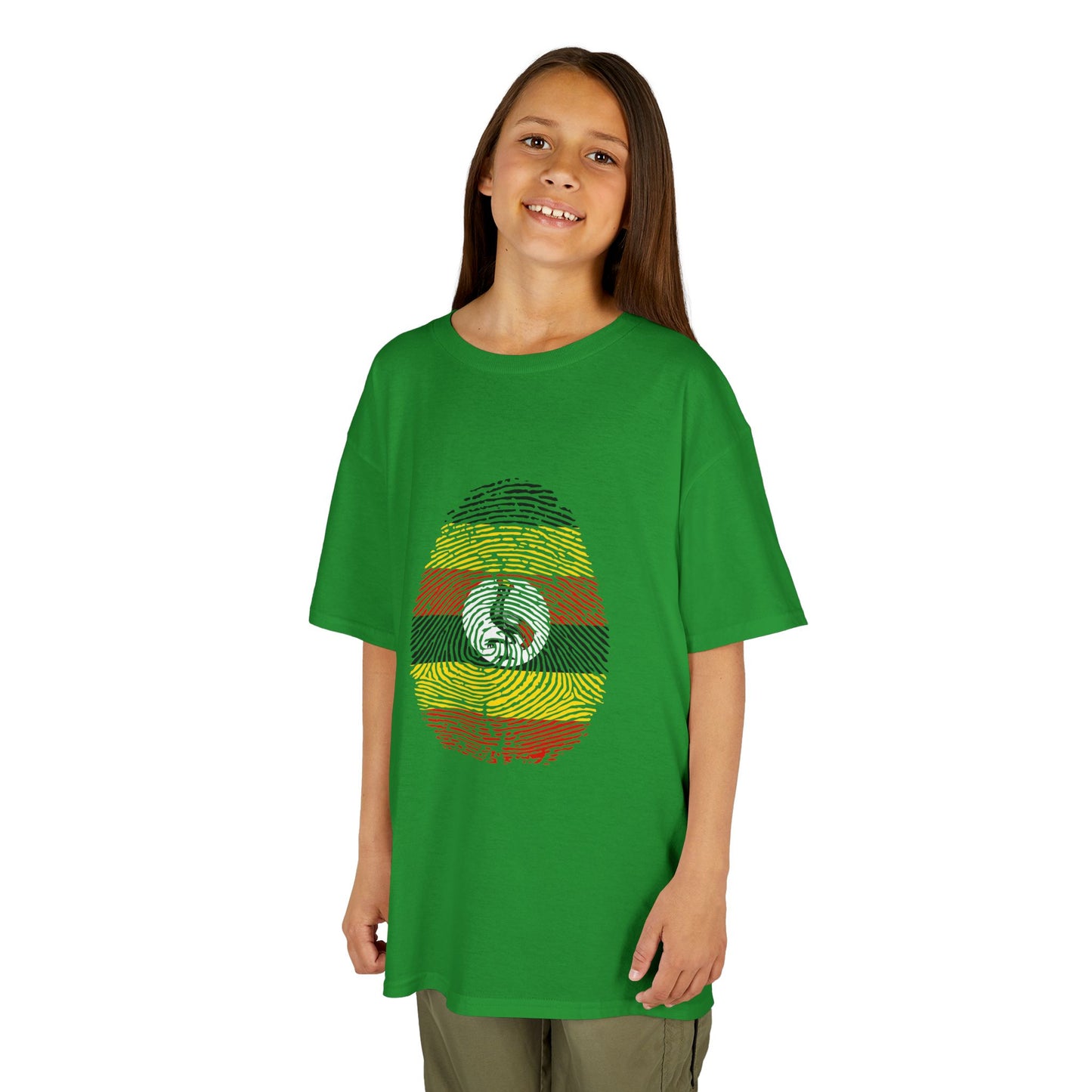 UGANDA Fingerprint flag Soccer World Cup Fan T-Shirt (KIDS - UNISEX)