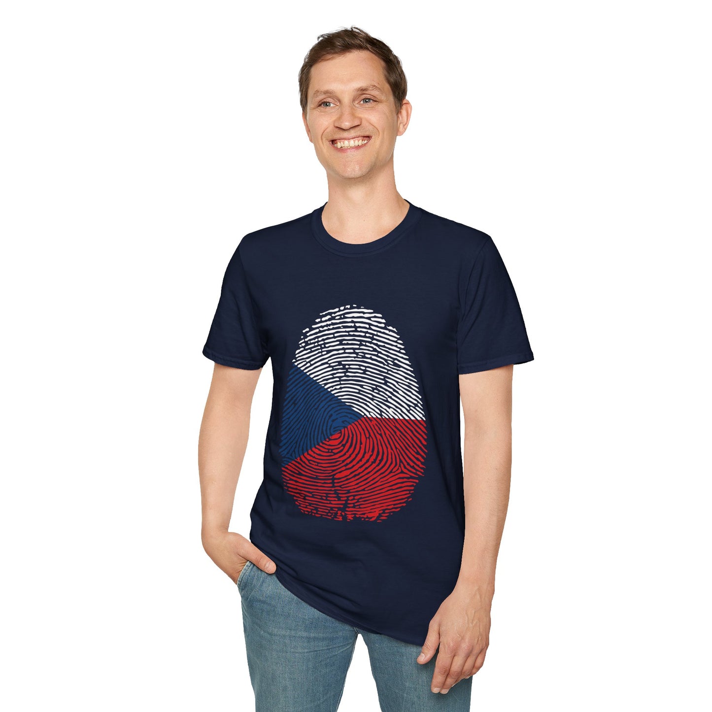 CZECHIA Fingerprint flag Soccer World Cup Fan T-Shirt (MEN)