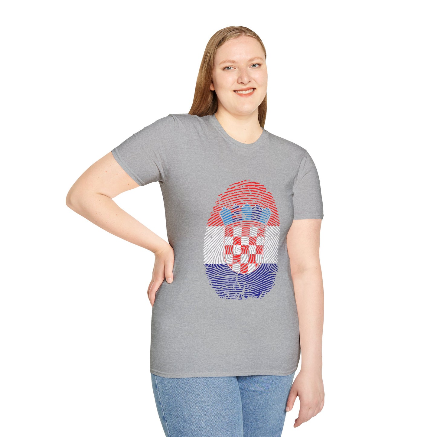 CROATIA Fingerprint flag Soccer World Cup Fan T-Shirt (WOMEN)